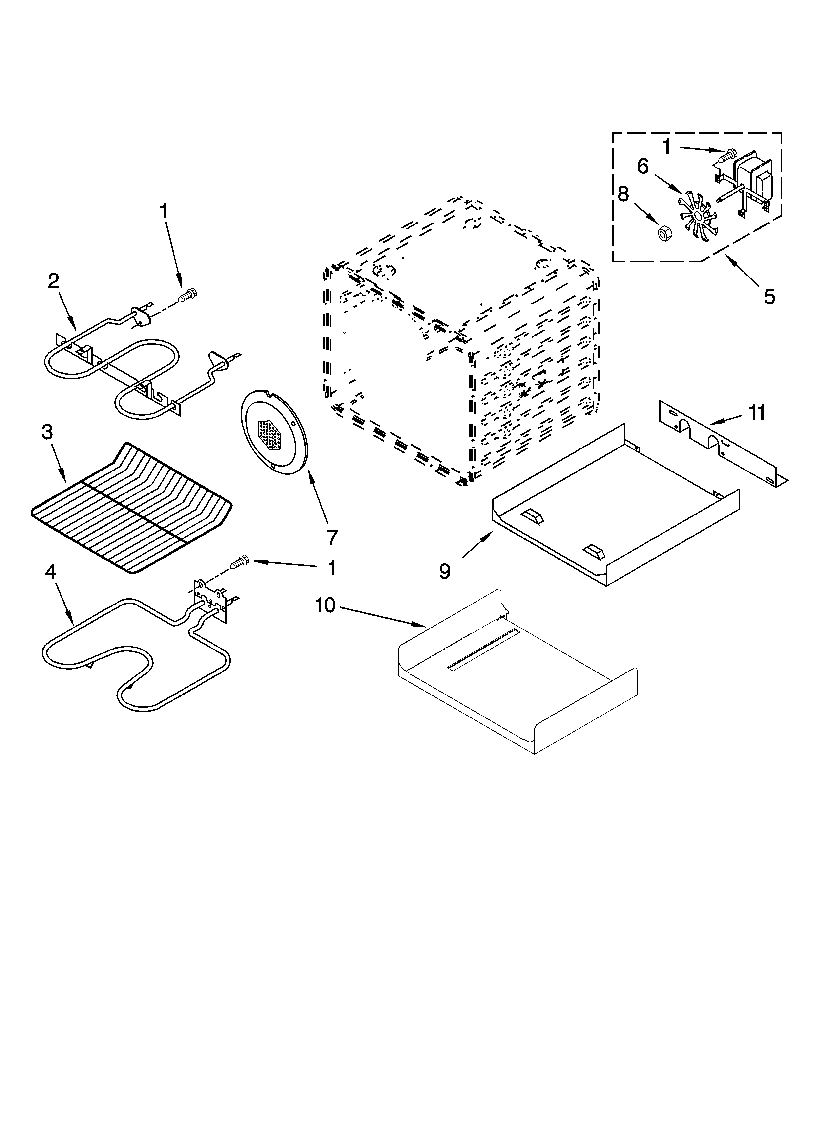 Whirlpool GBS309PVQ00 internal oven parts diagram