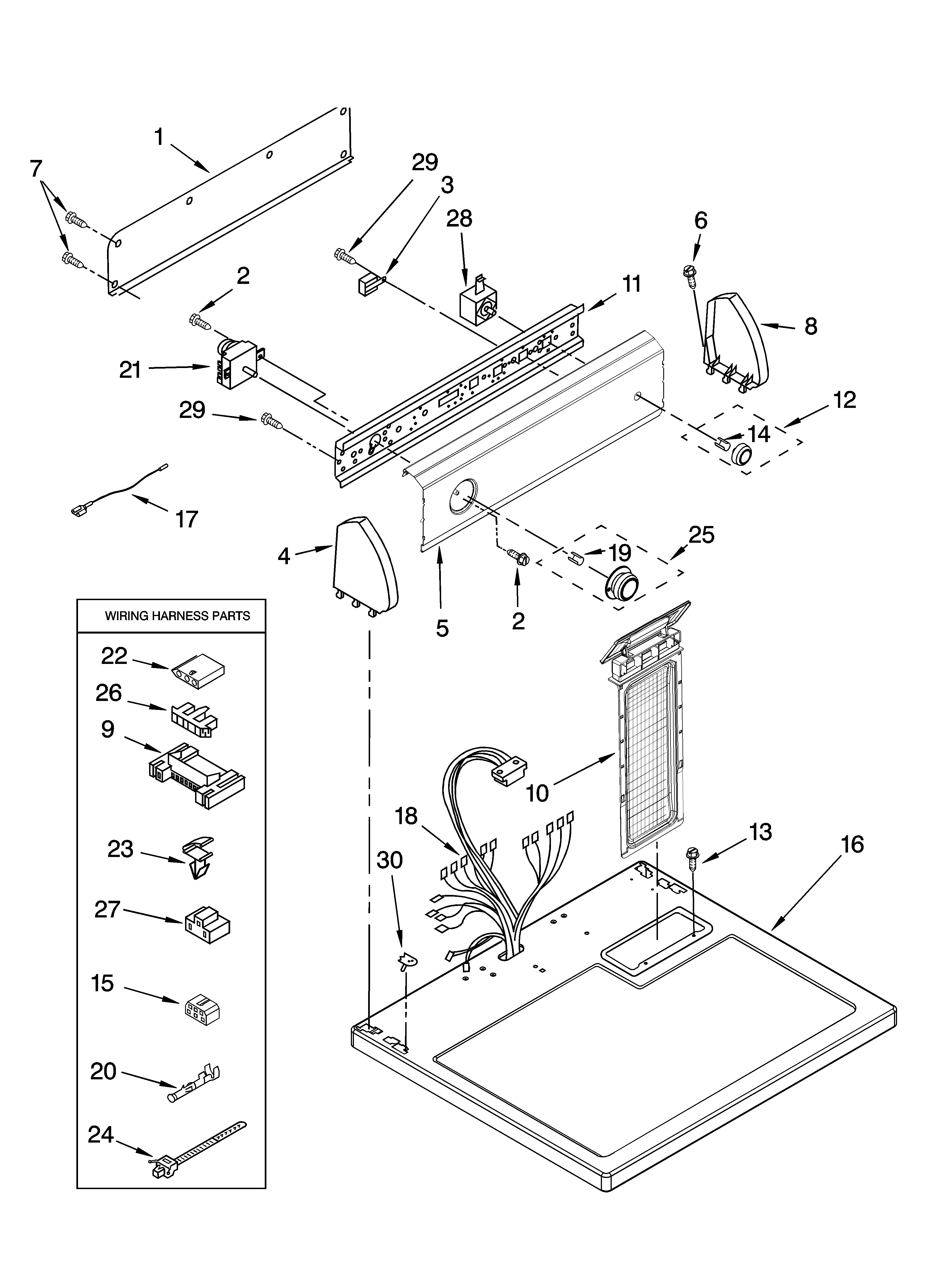 Inglis IED4400VQ0 top and console parts diagram