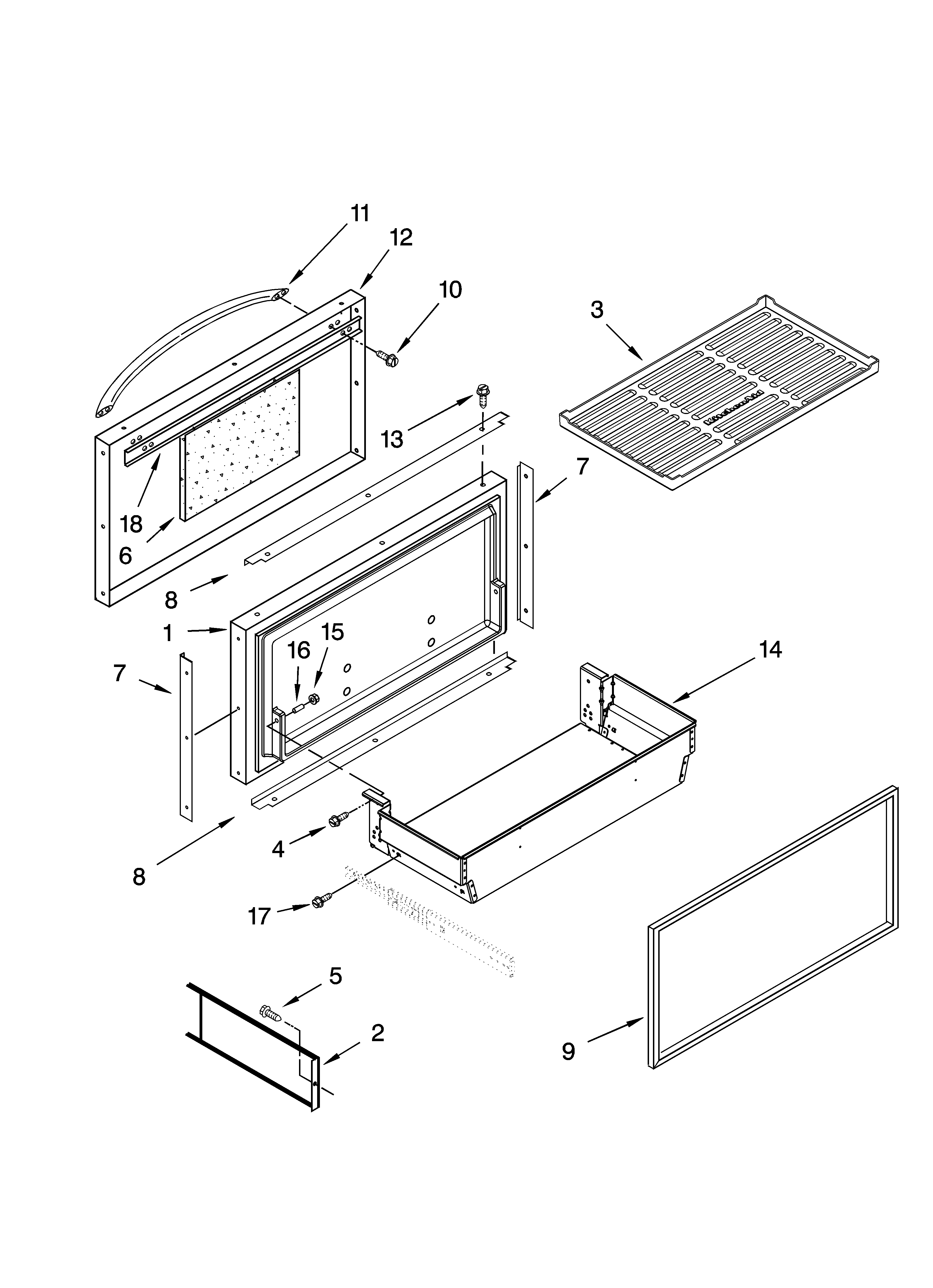 KitchenAid KBFC42FTS03 freezer door and basket parts diagram