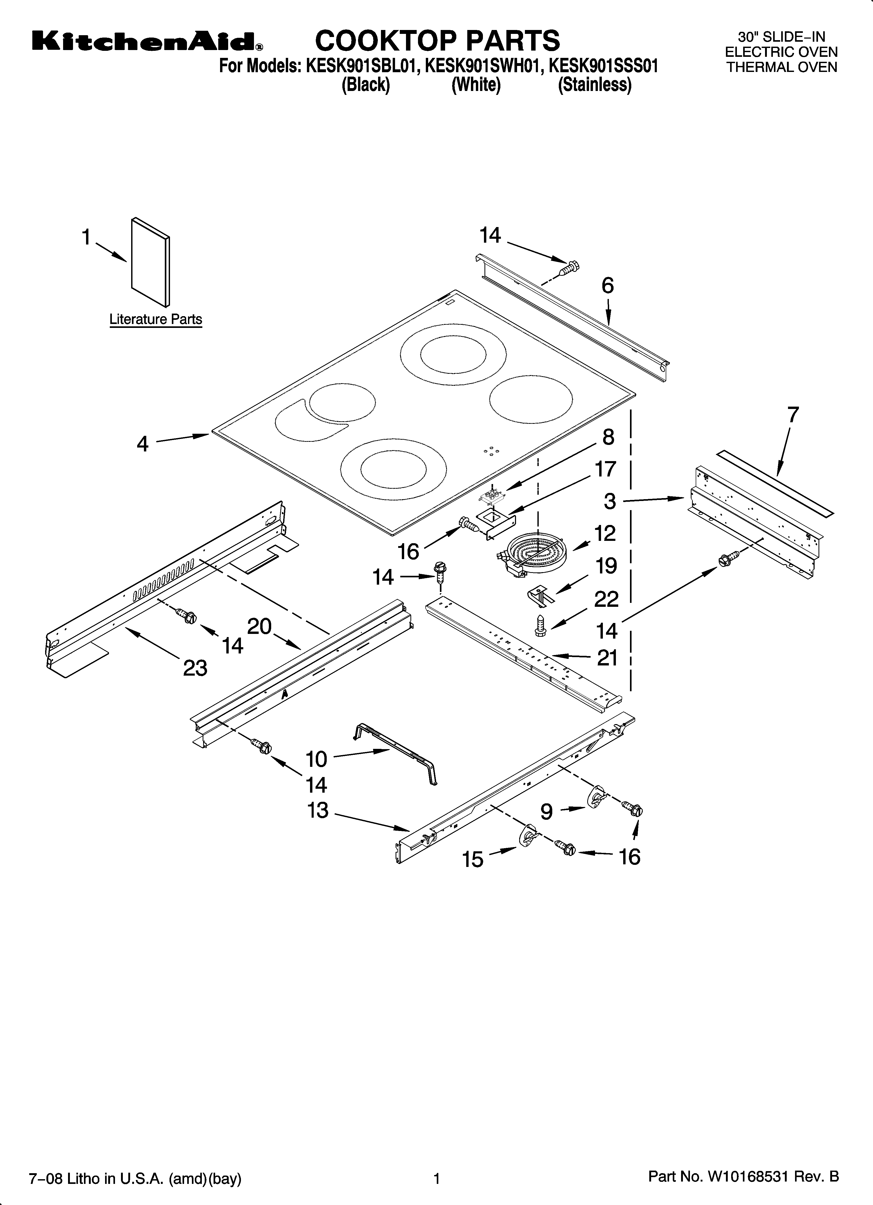 KitchenAid KESK901SWH01 cooktop parts diagram