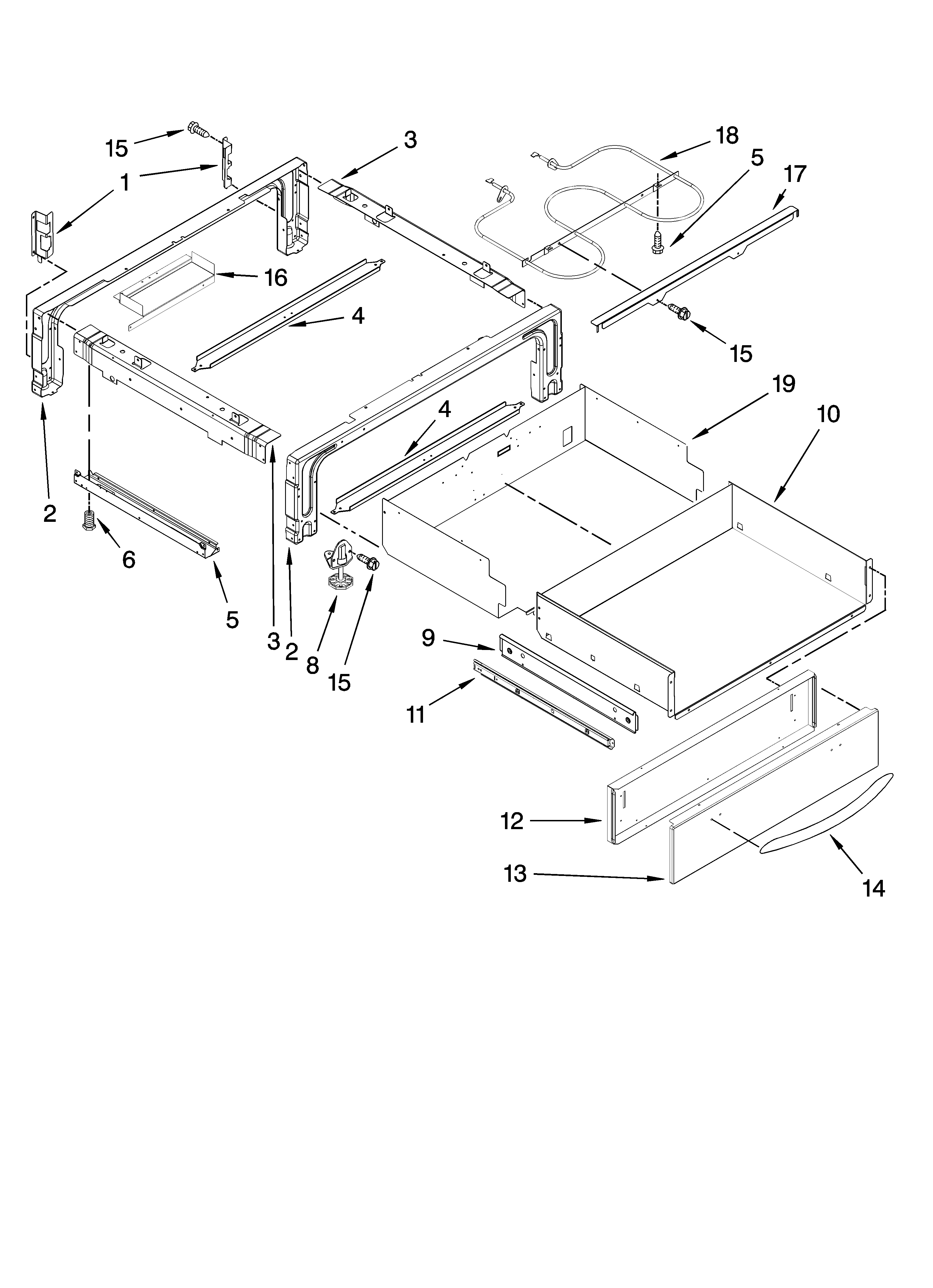 KitchenAid KESK901SWH01 drawer parts diagram