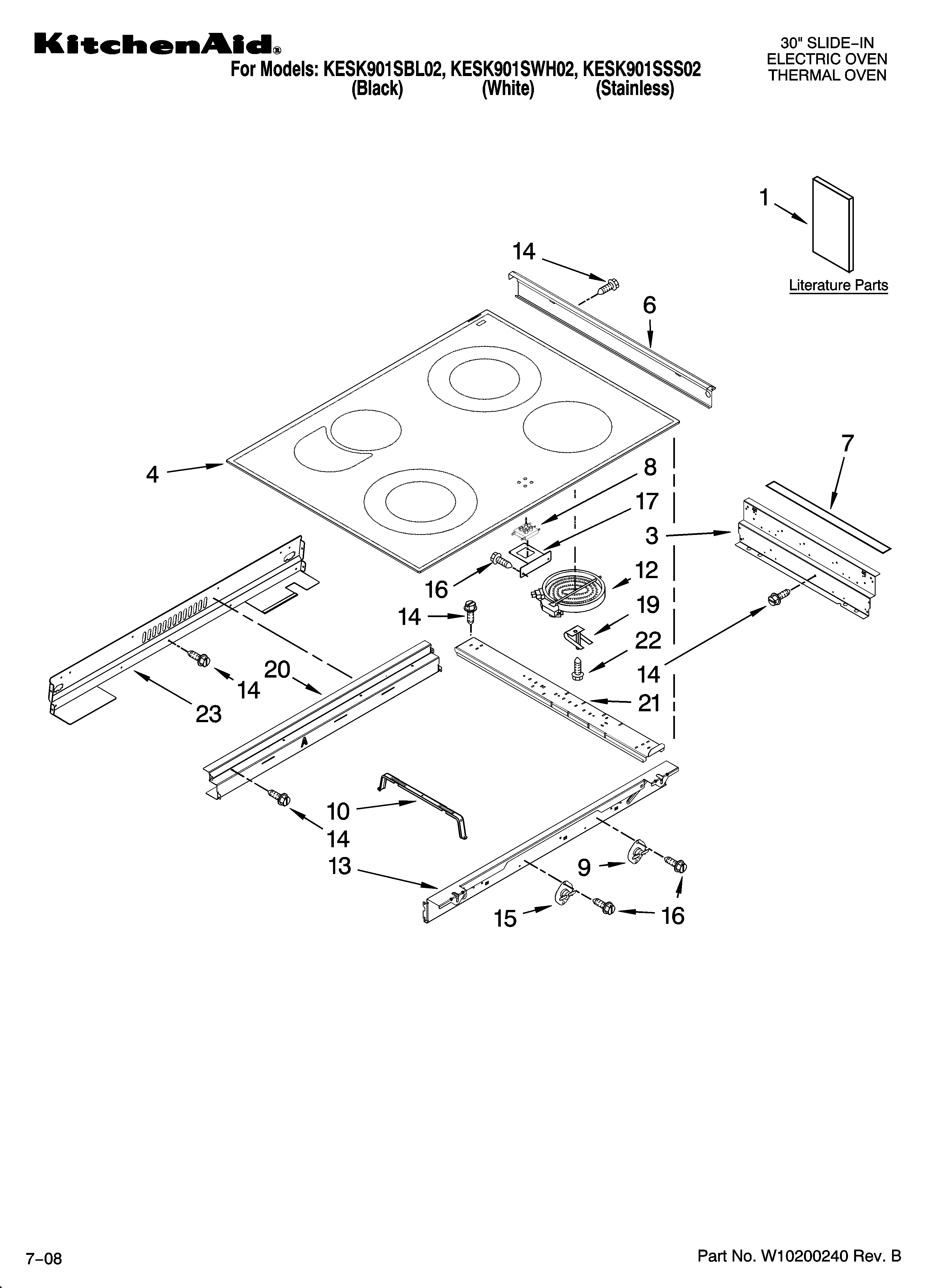 KitchenAid KESK901SSS02 cooktop parts diagram