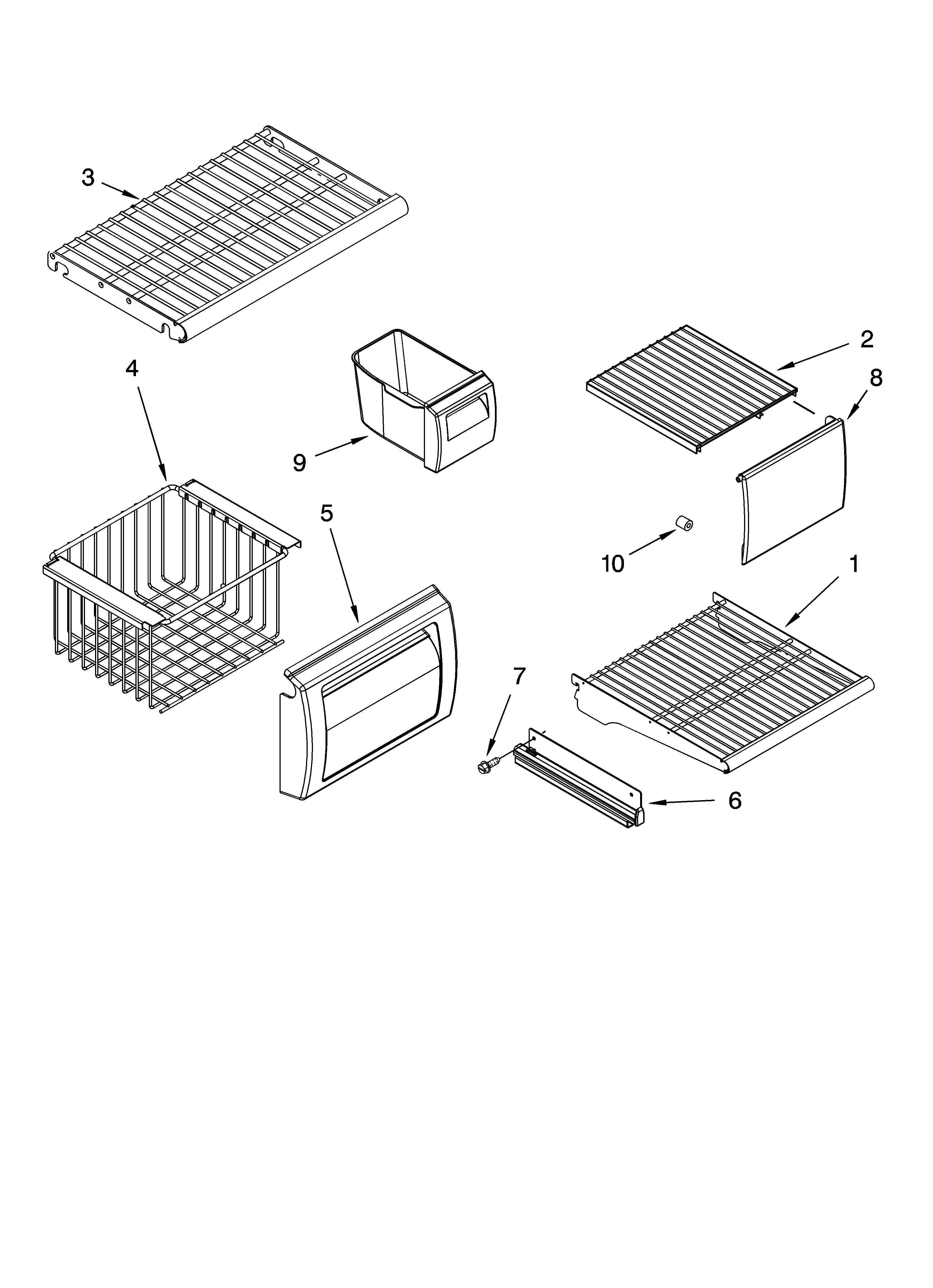 KitchenAid KSSS36FTX02 freezer shelf parts diagram