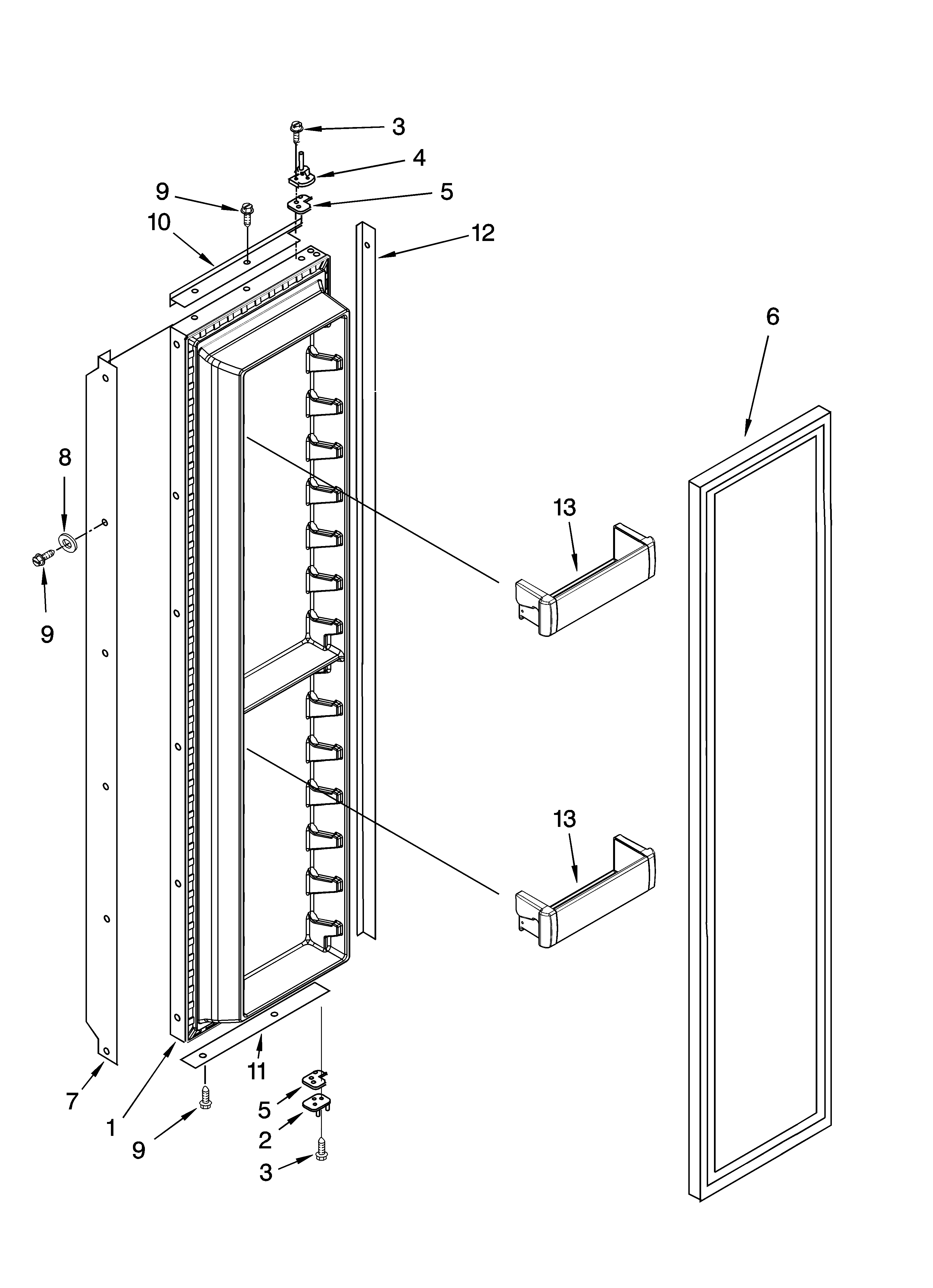 KitchenAid KSSS36FTX02 freezer door parts diagram