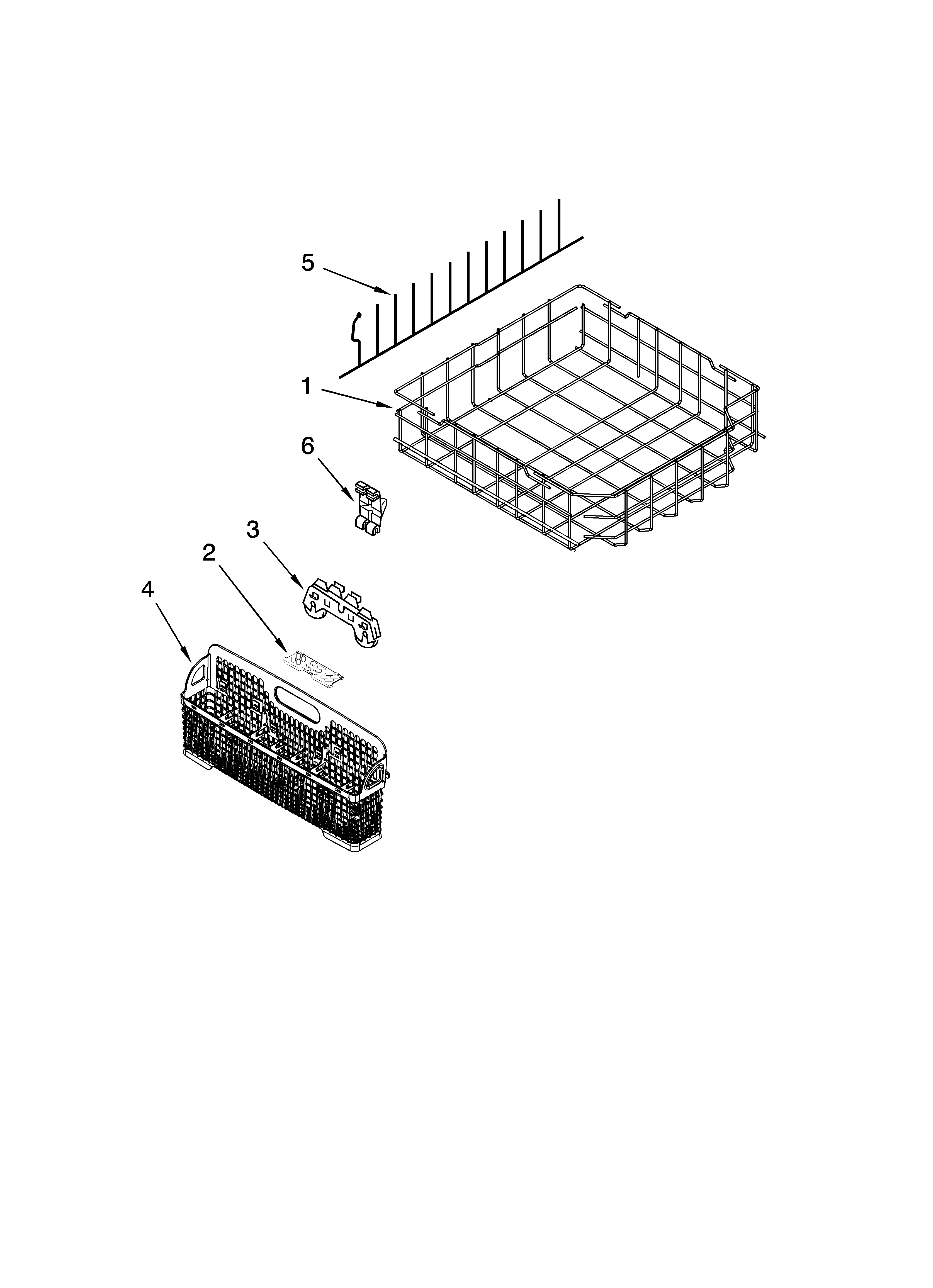 KitchenAid KUDC03FVSS0 lower rack parts diagram