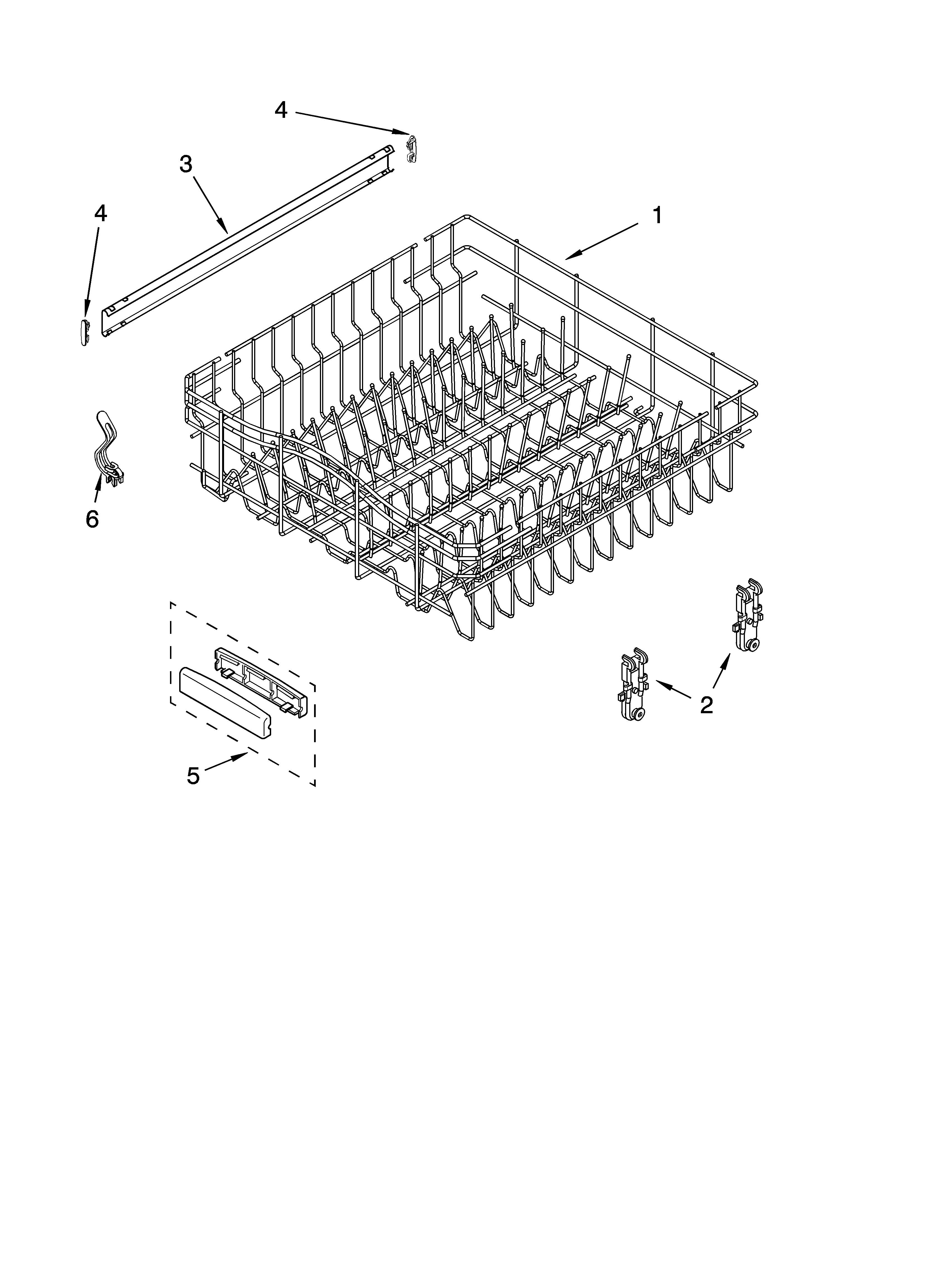 KitchenAid KUDL03FVSS0 upper rack and track parts diagram