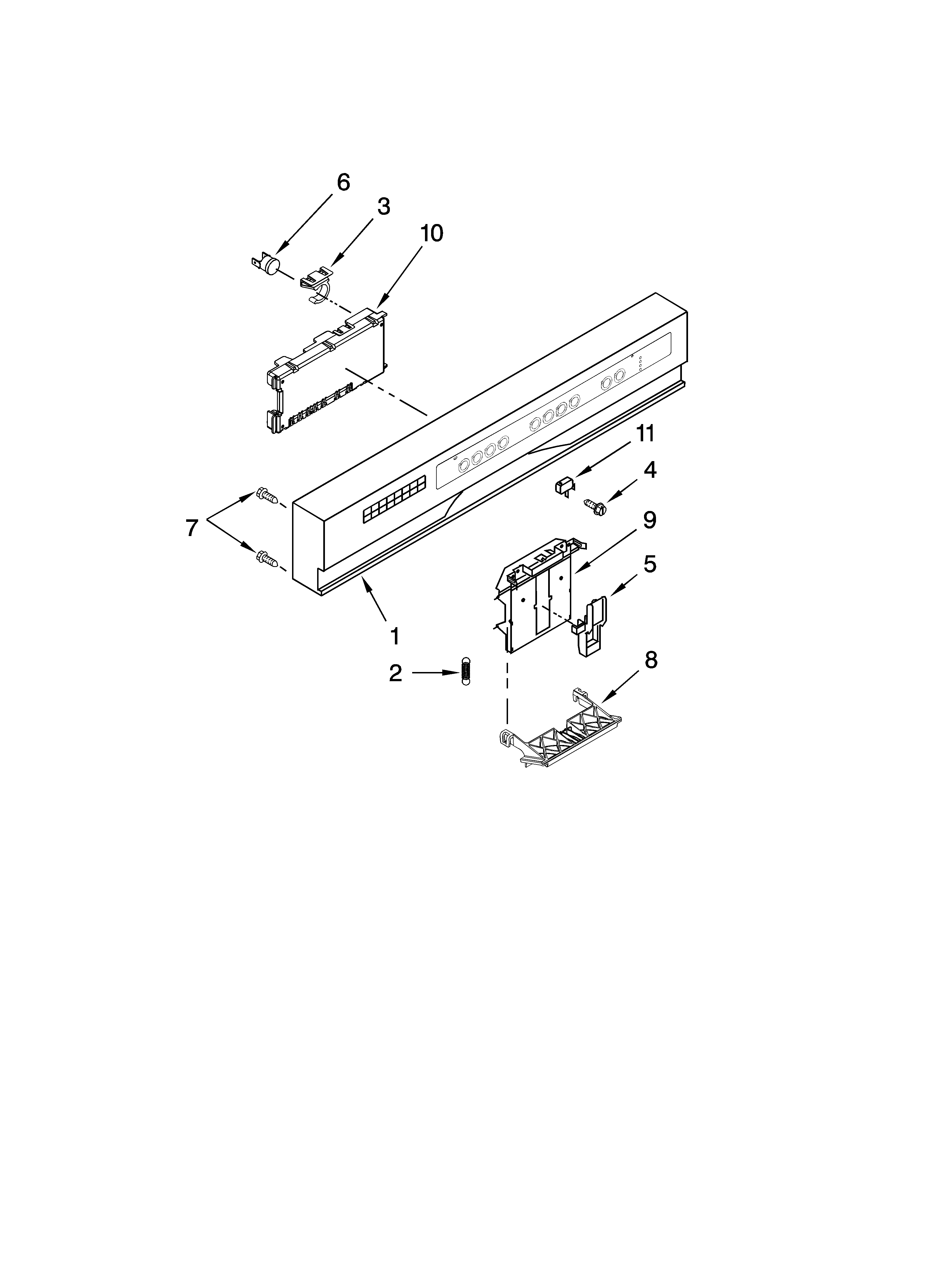 KitchenAid KUDL03IVBL0 control panel parts diagram