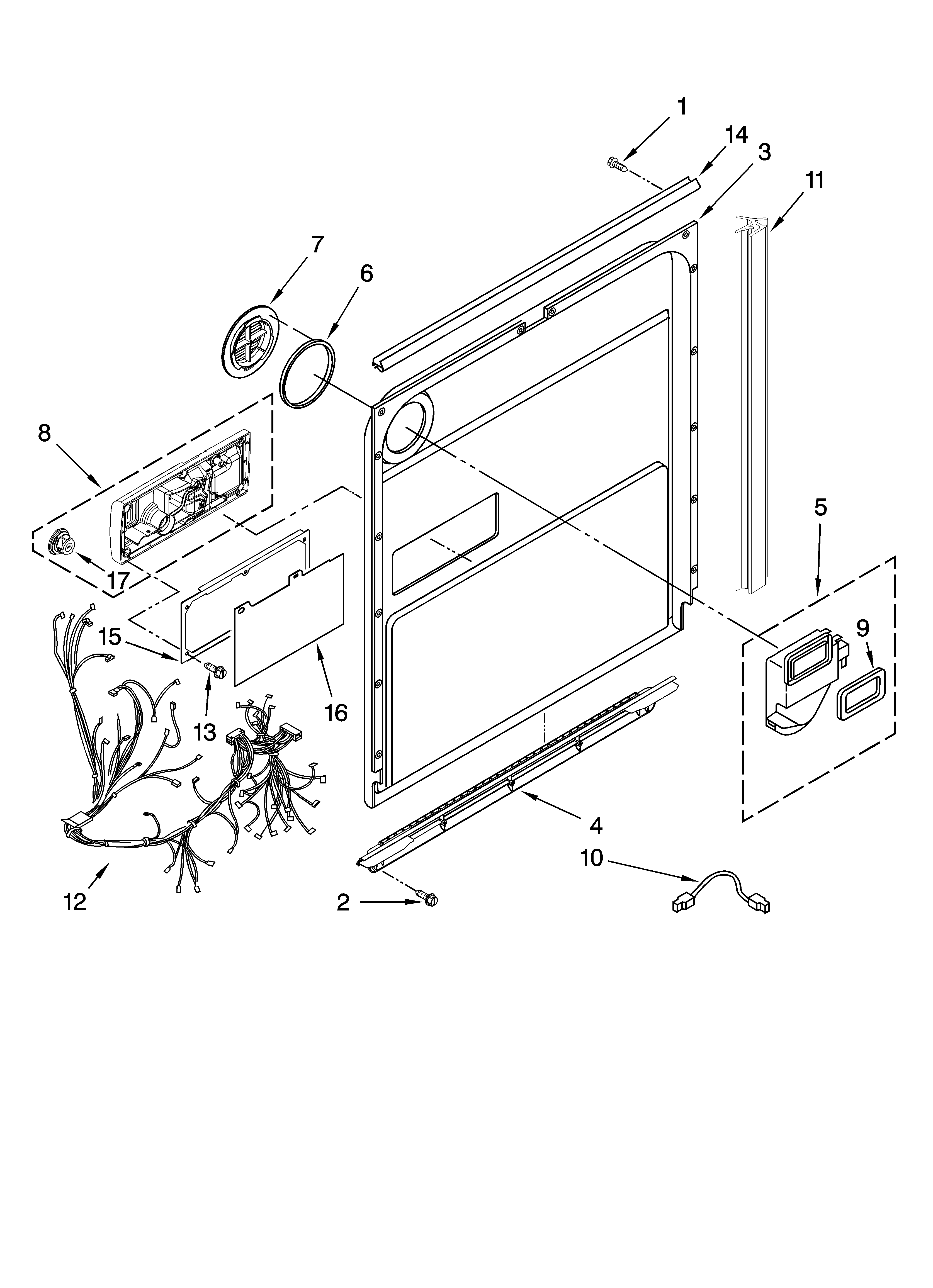 KitchenAid KUDL03IVBL0 door and latch parts diagram