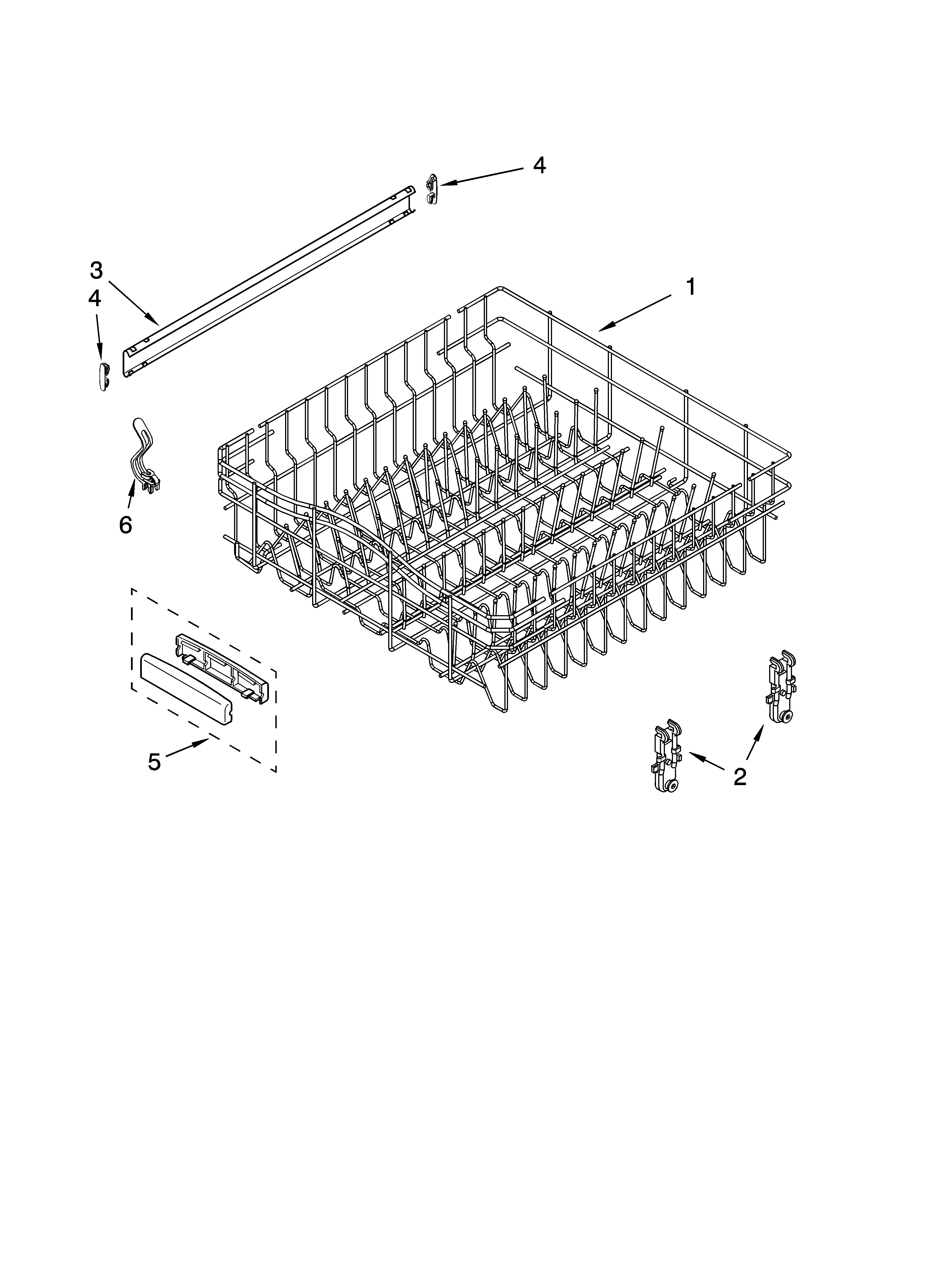 KitchenAid KUDL03IVBL0 upper rack and track parts diagram