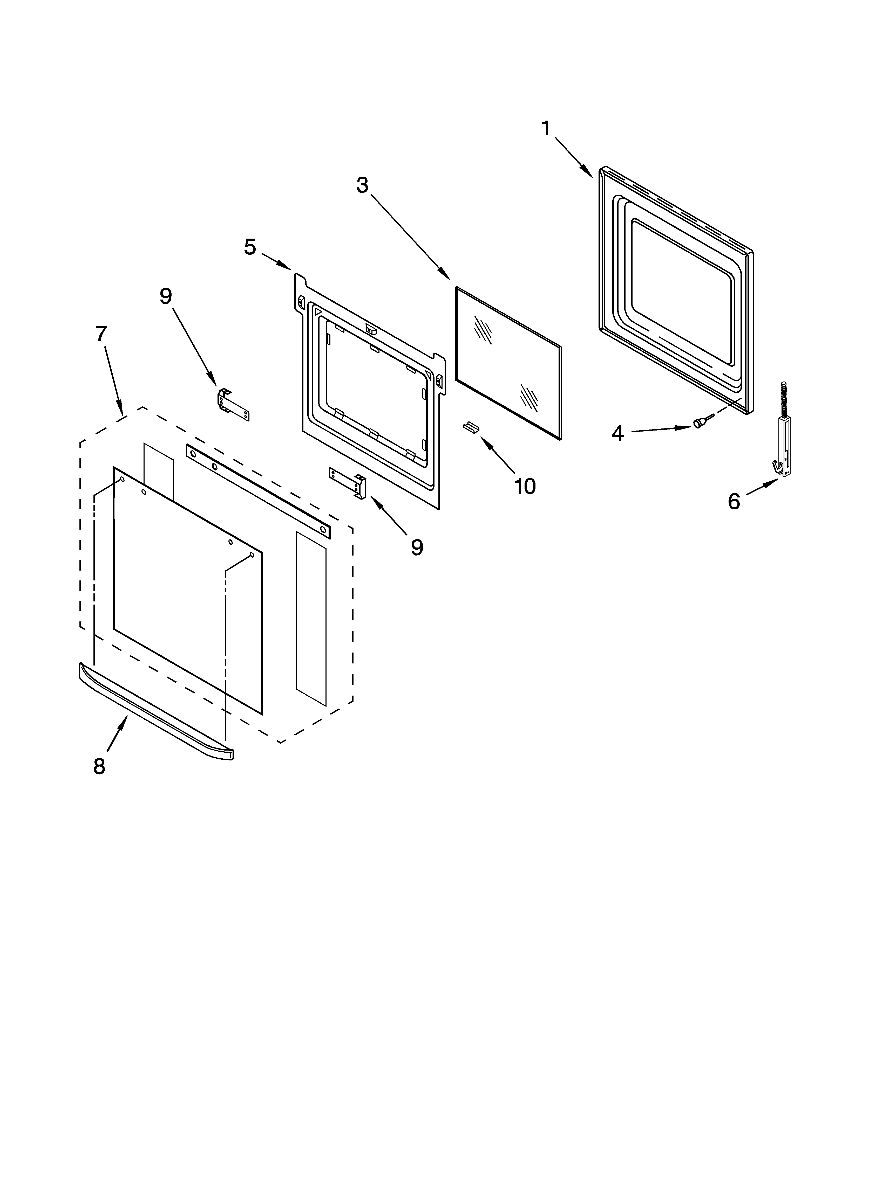 Whirlpool RBD275PVS00 lower oven door parts diagram