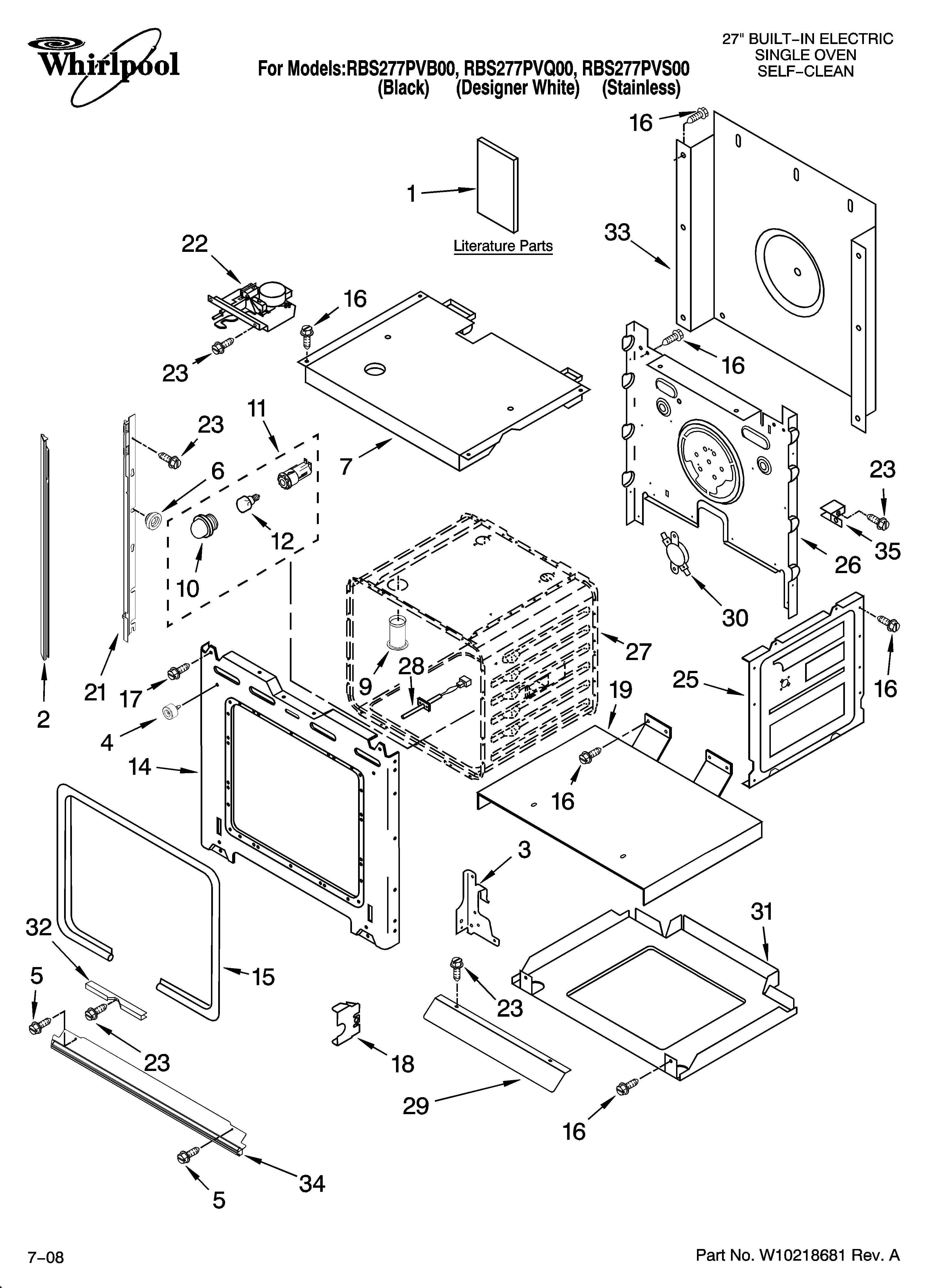 Whirlpool RBS277PVQ00 oven parts diagram