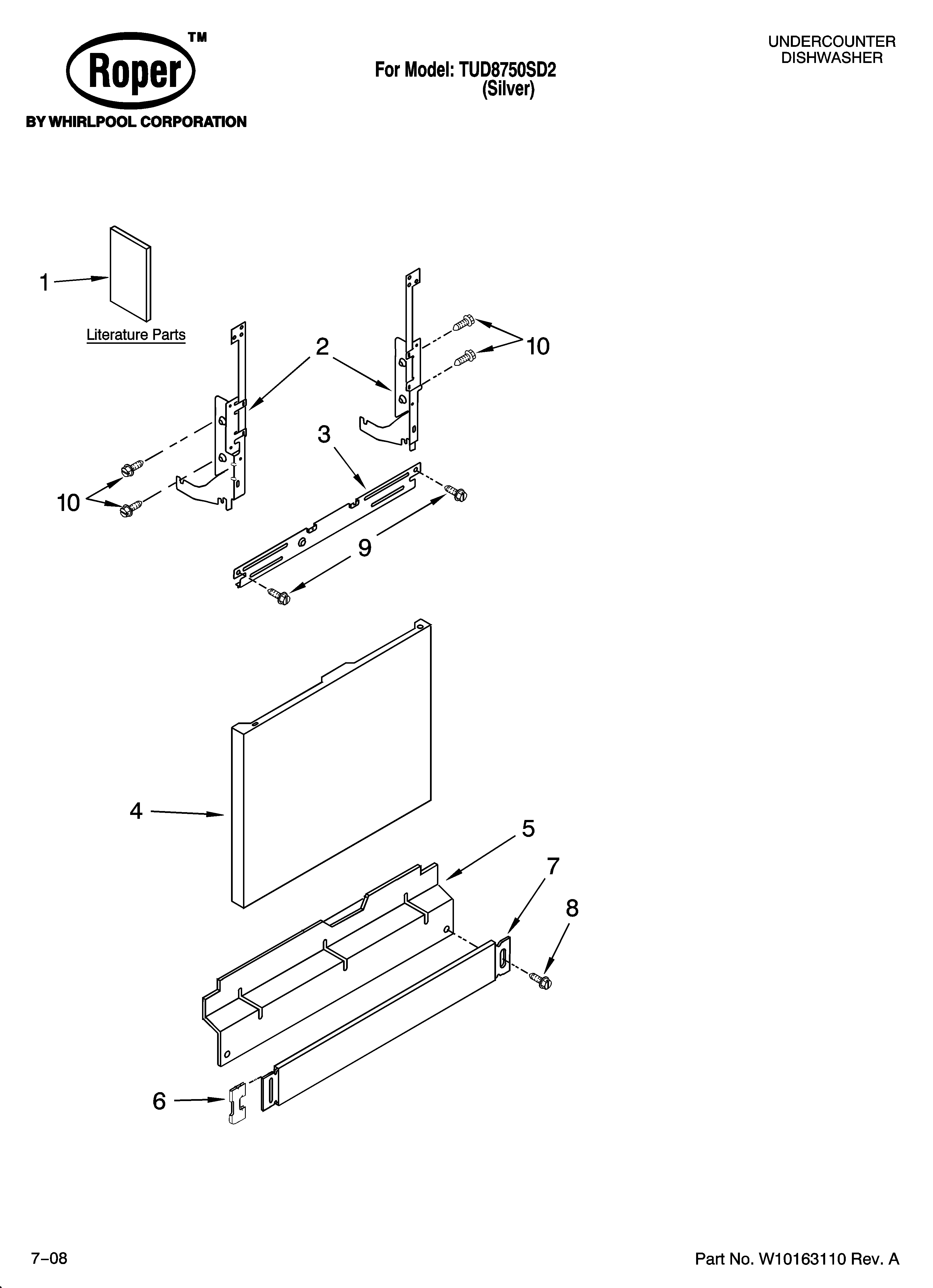 Estate TUD8750SD2 door and panel parts diagram