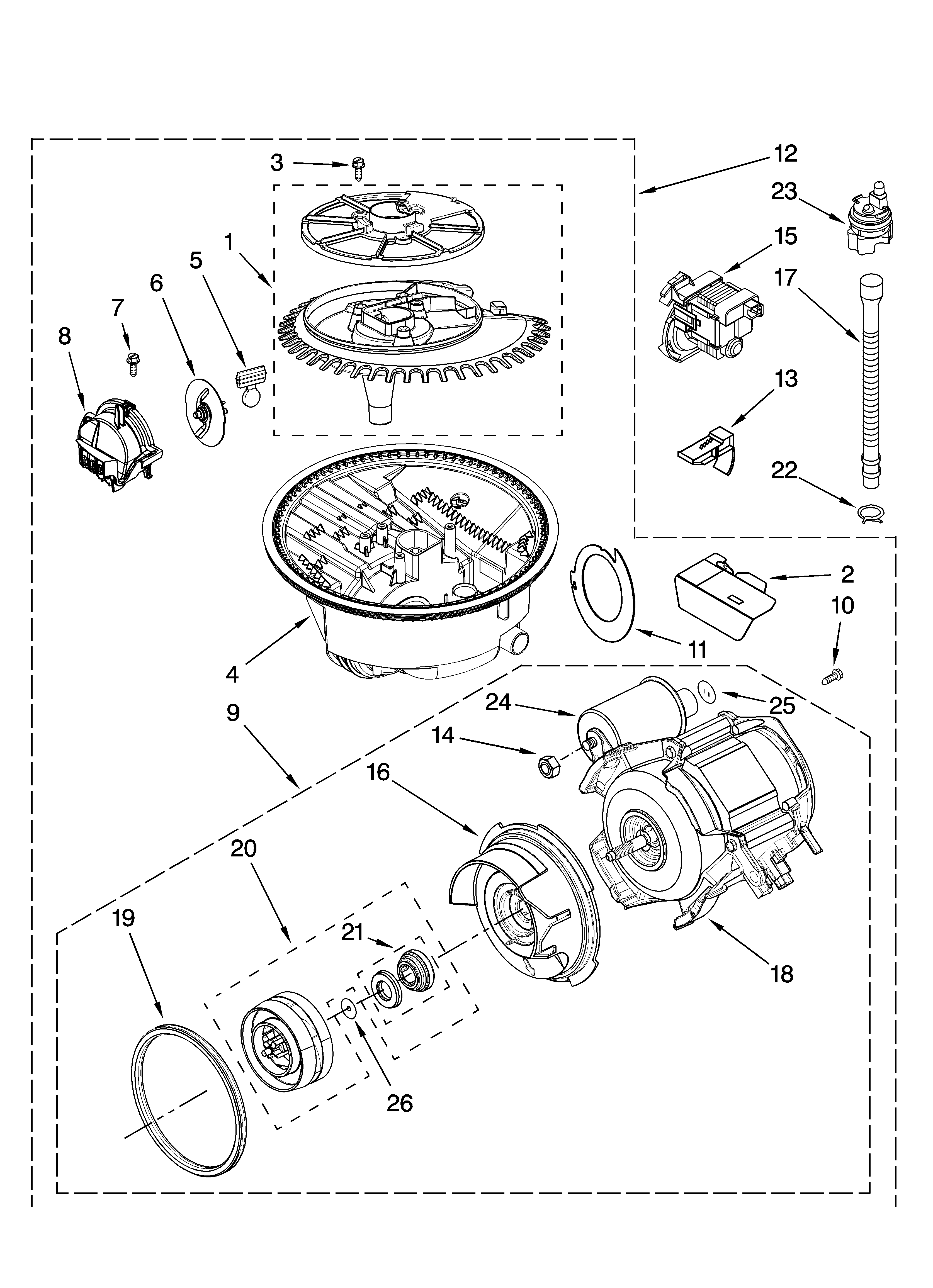Estate TUD8750SD2 pump and motor parts diagram