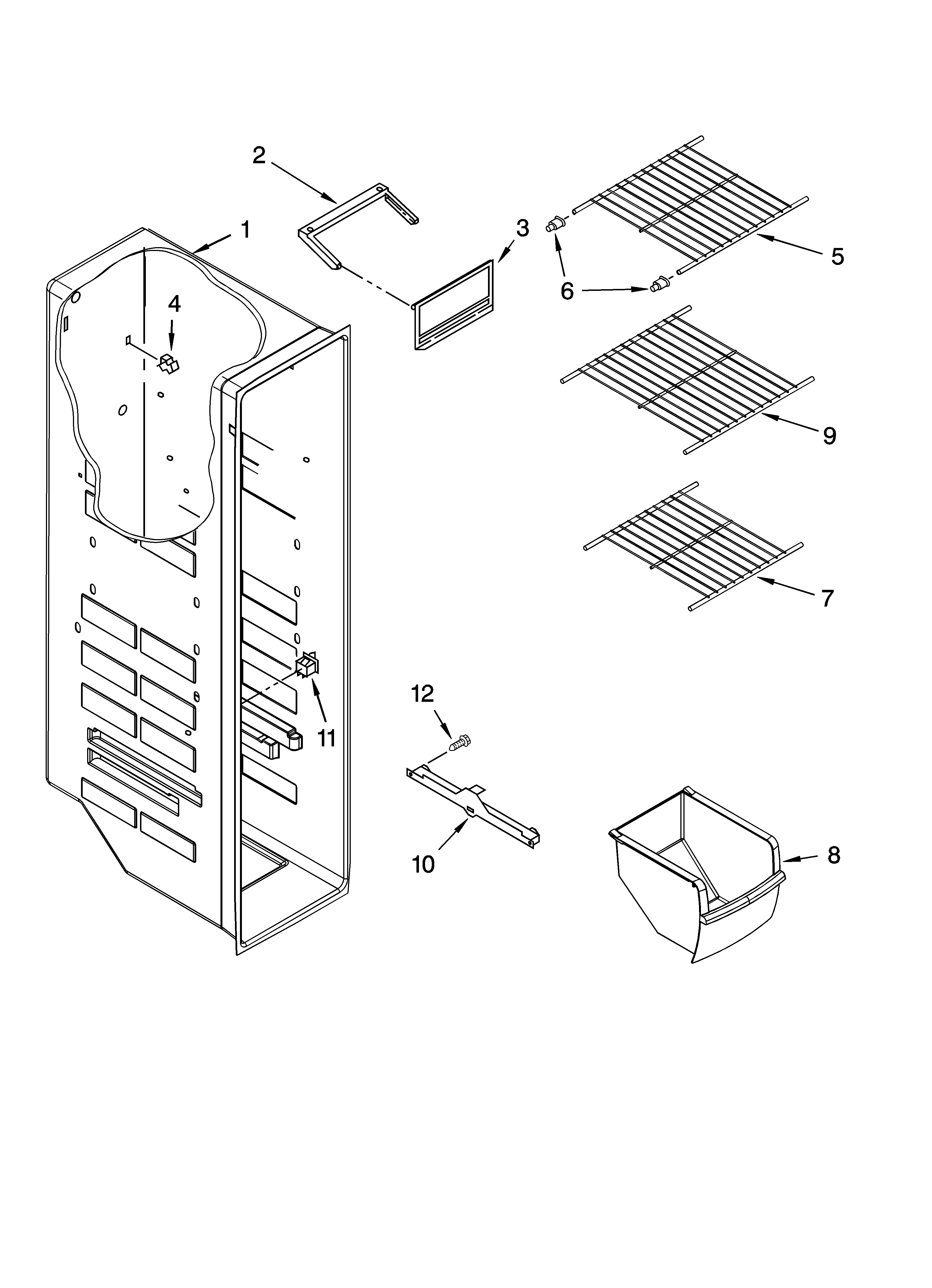 Whirlpool 6ED2FHGXVA00 freezer liner parts diagram