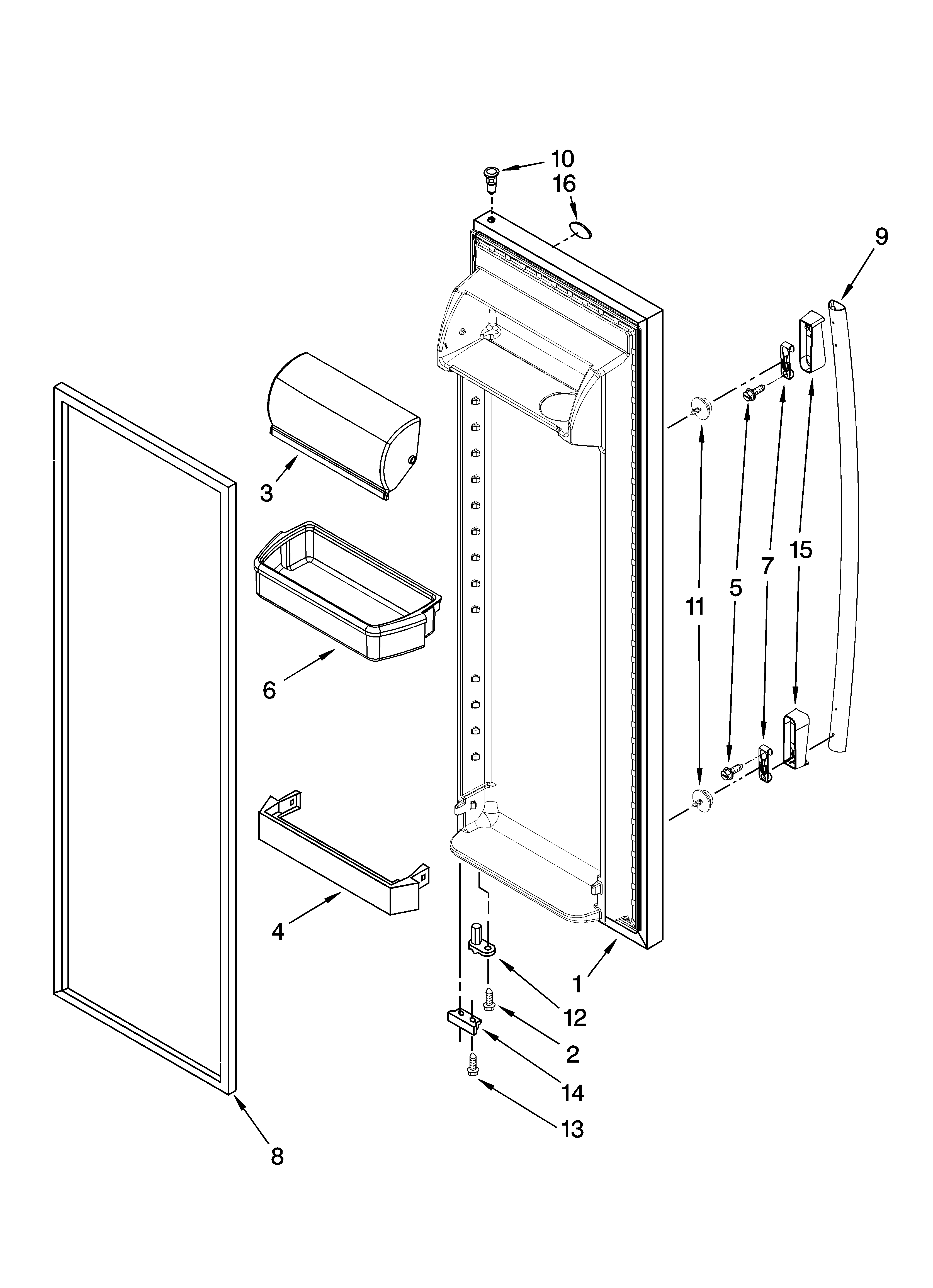 Whirlpool 6ED2FHGXVA00 refrigerator door parts diagram