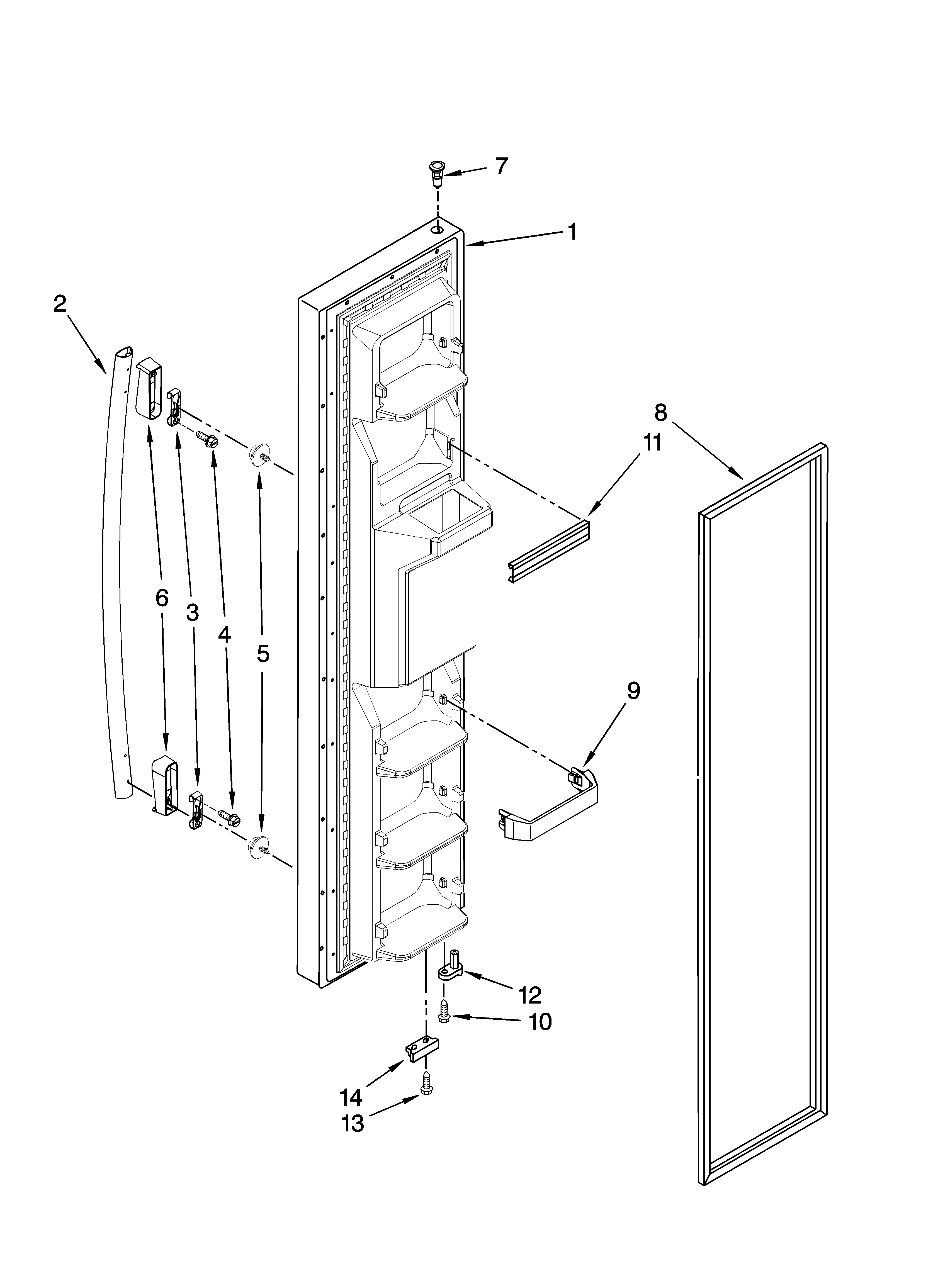 Whirlpool 6ED2FHGXVA00 freezer door parts diagram