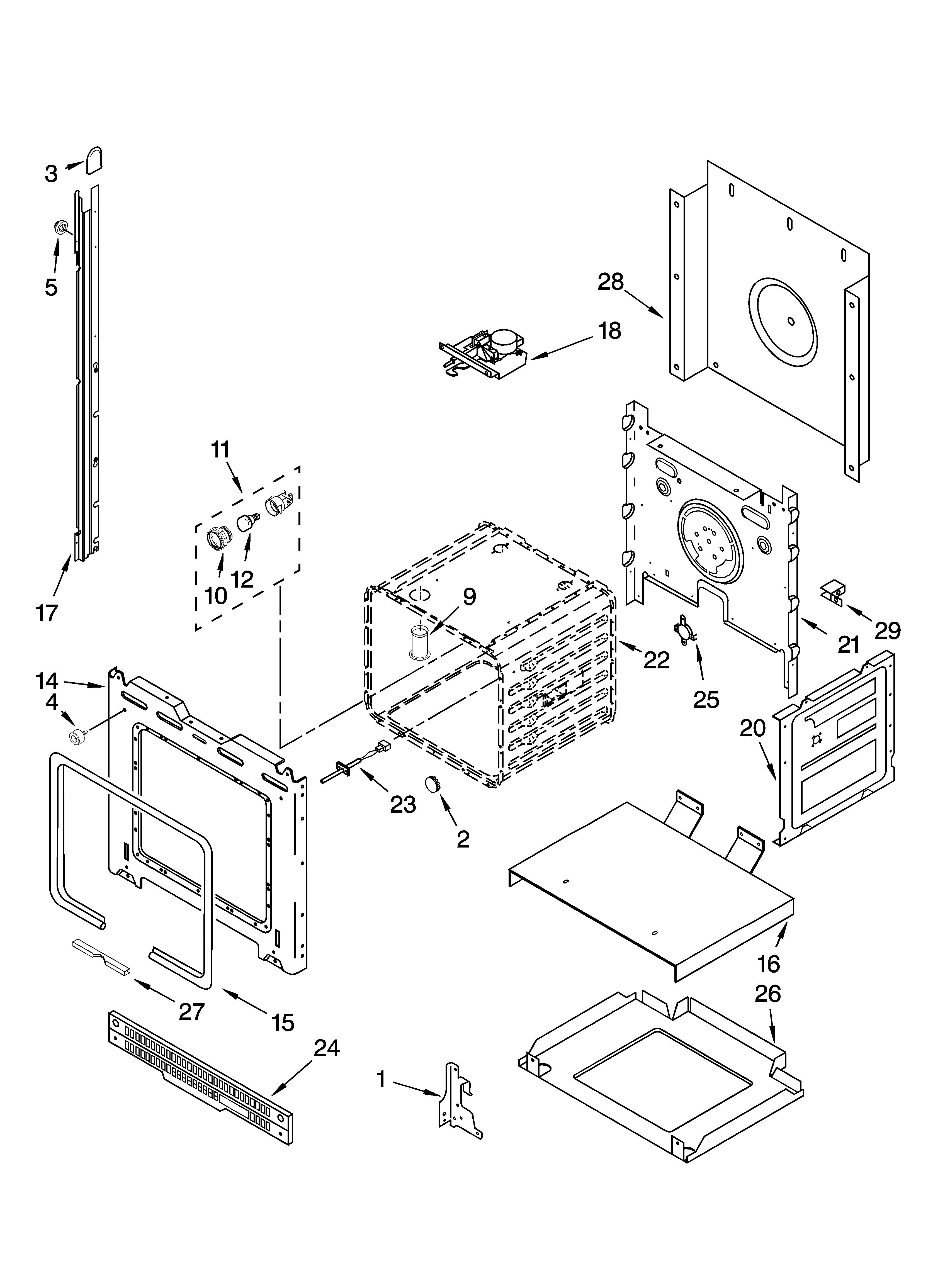 Whirlpool GBD279PVS00 upper oven parts diagram