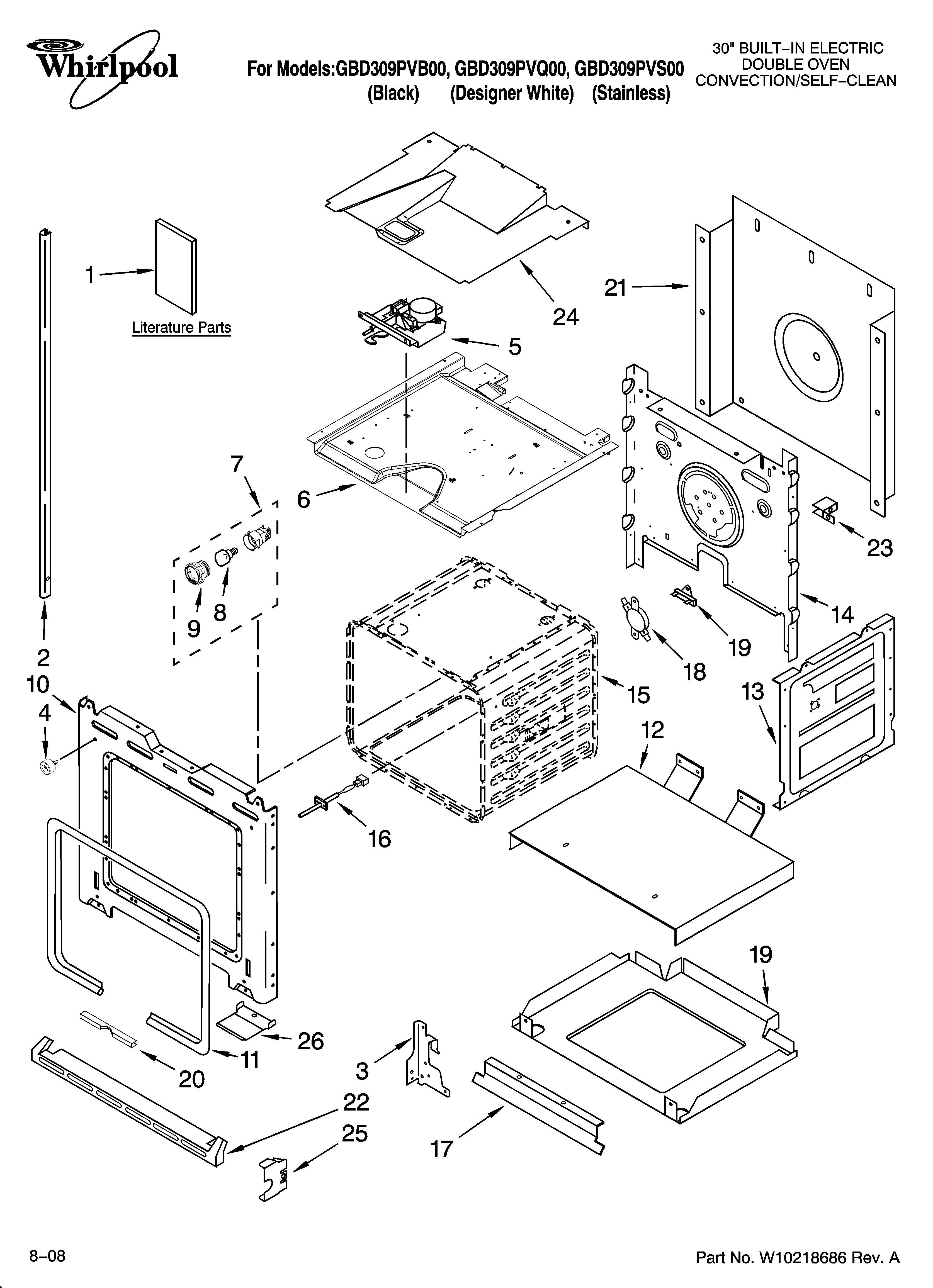 Whirlpool GBD309PVQ00 lower oven parts diagram