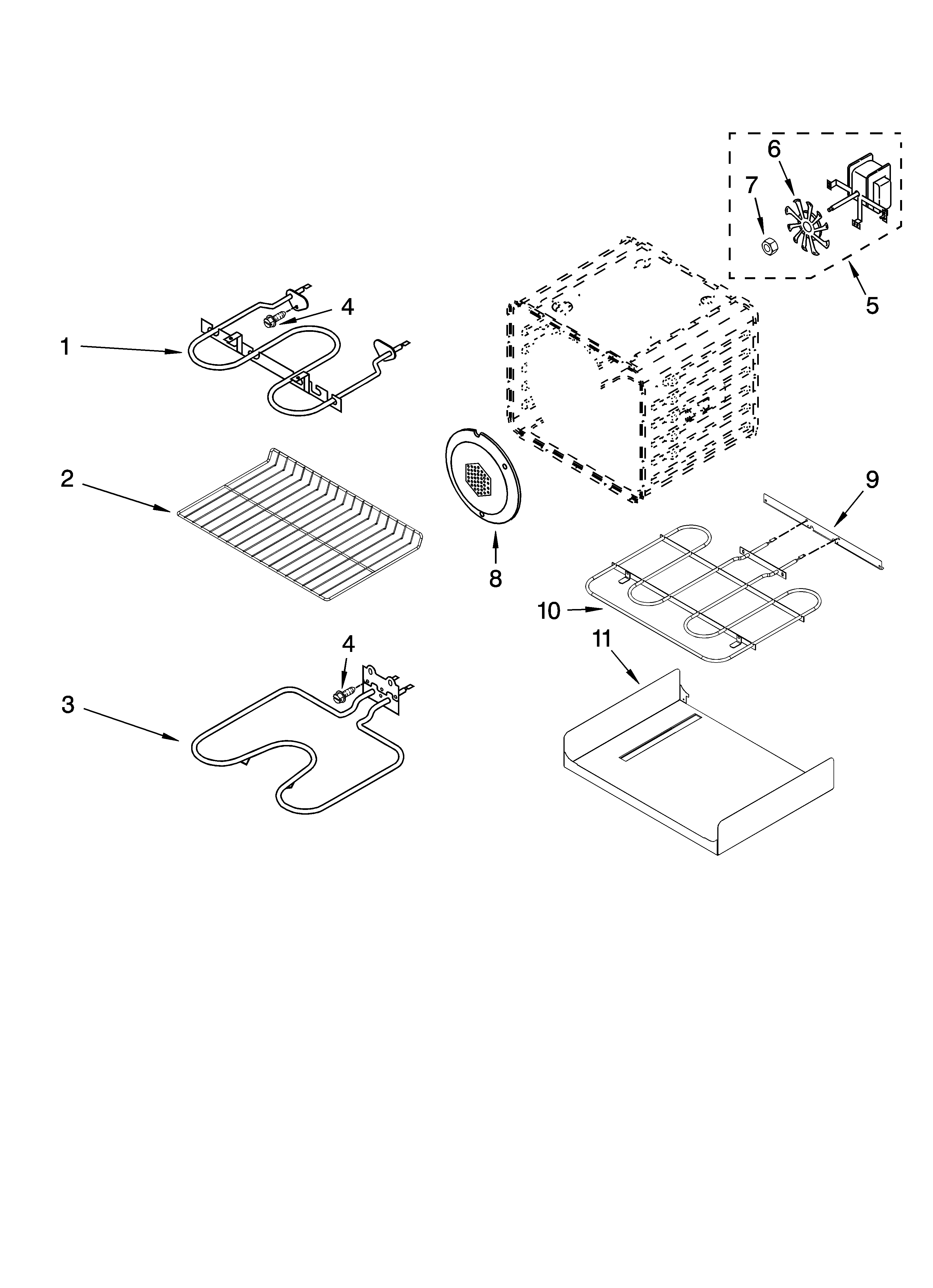 Whirlpool GBD309PVQ00 internal oven parts diagram