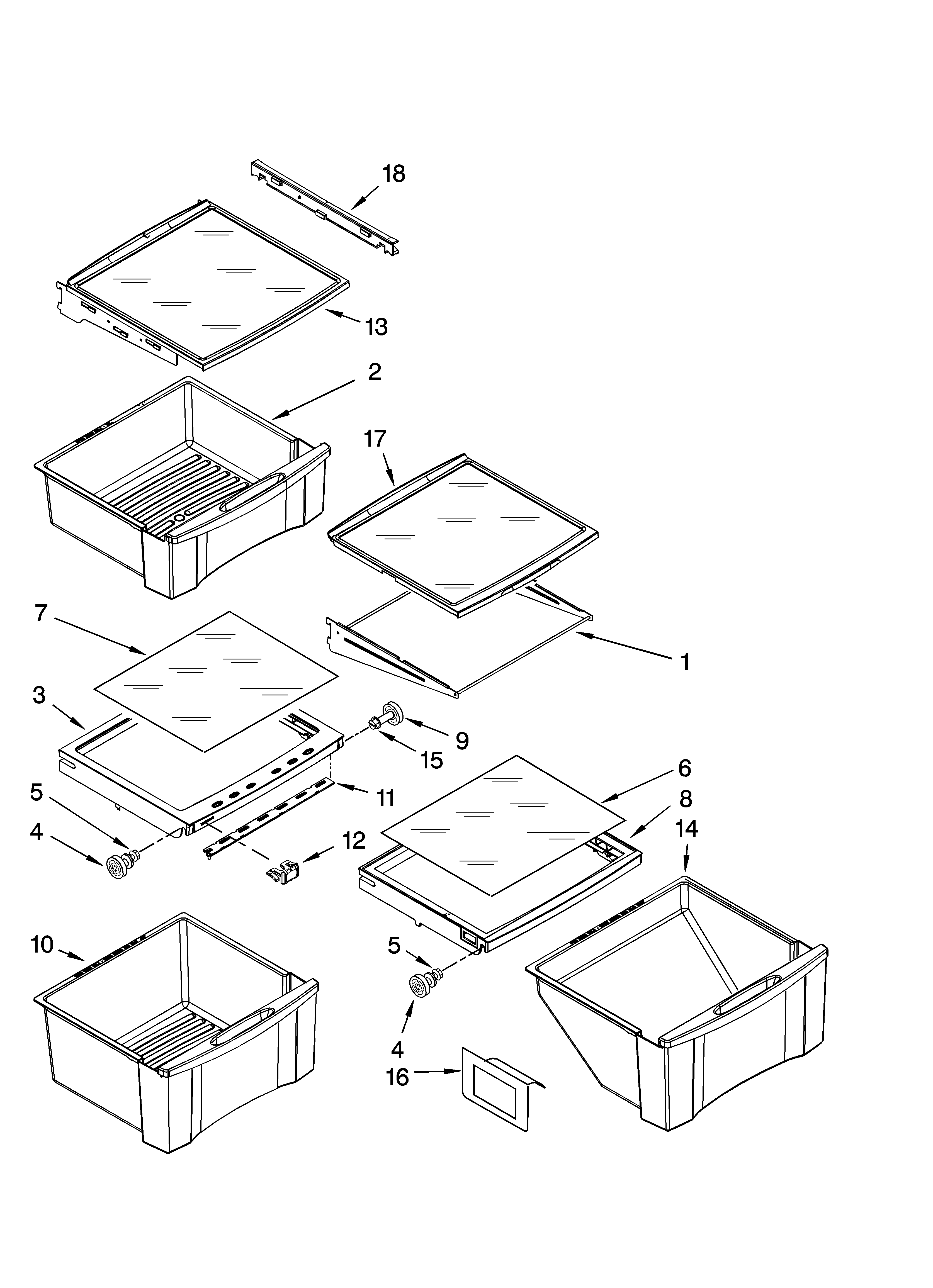 Whirlpool GD5VVAXTY00 refrigerator shelf parts diagram