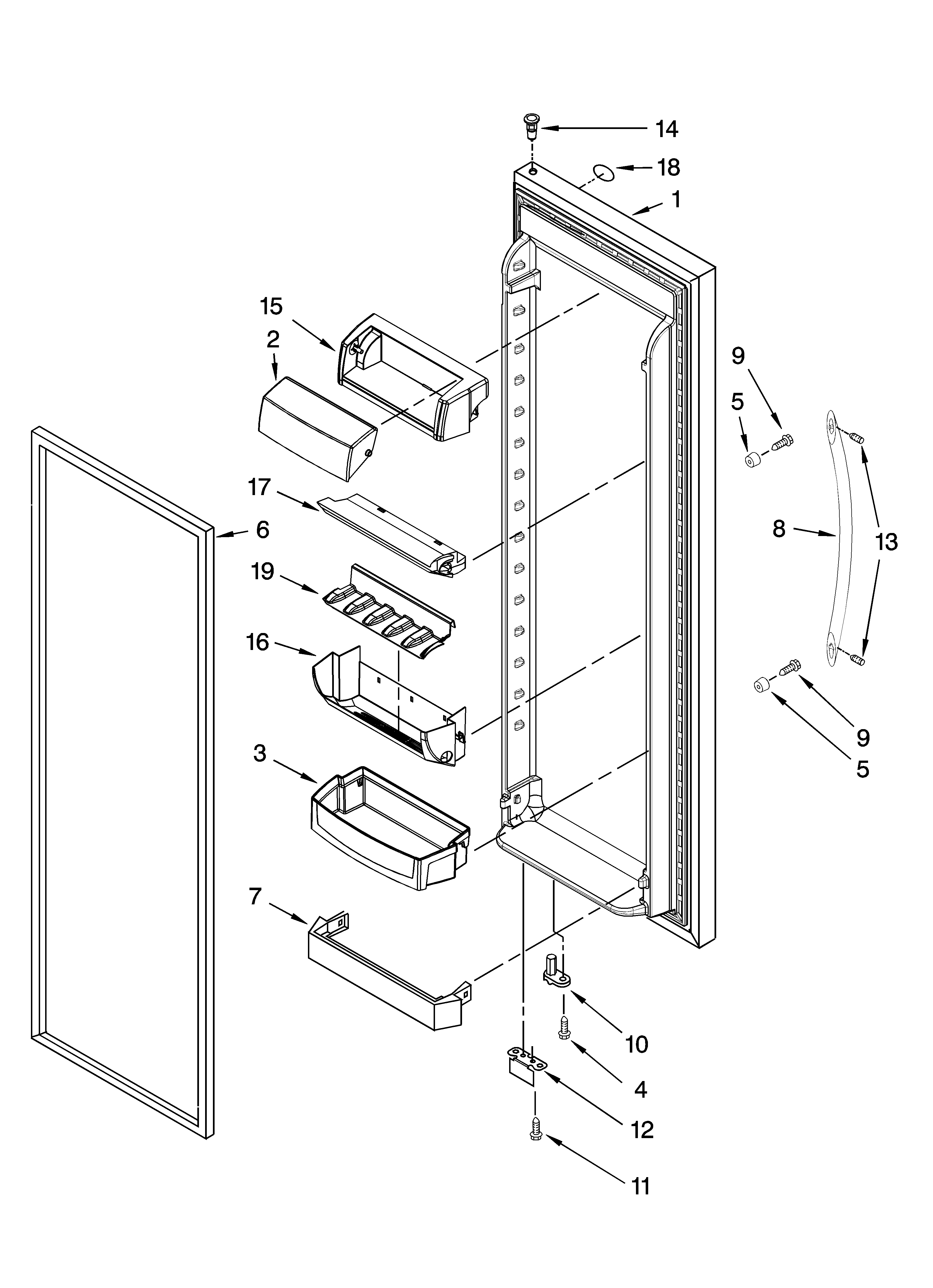 Whirlpool GD5VVAXTY00 refrigerator door parts diagram