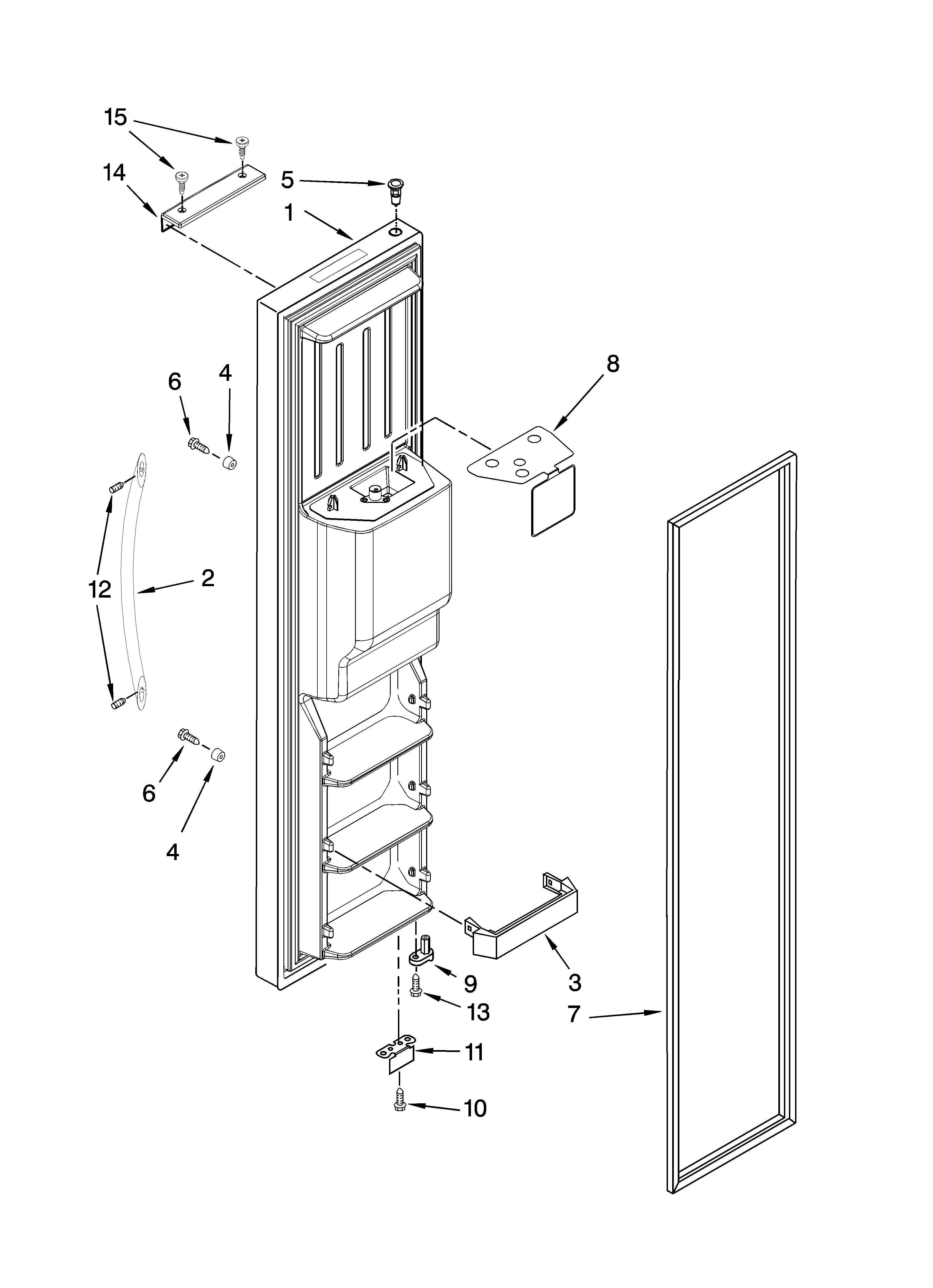 Whirlpool GD5VVAXTY00 freezer door parts diagram