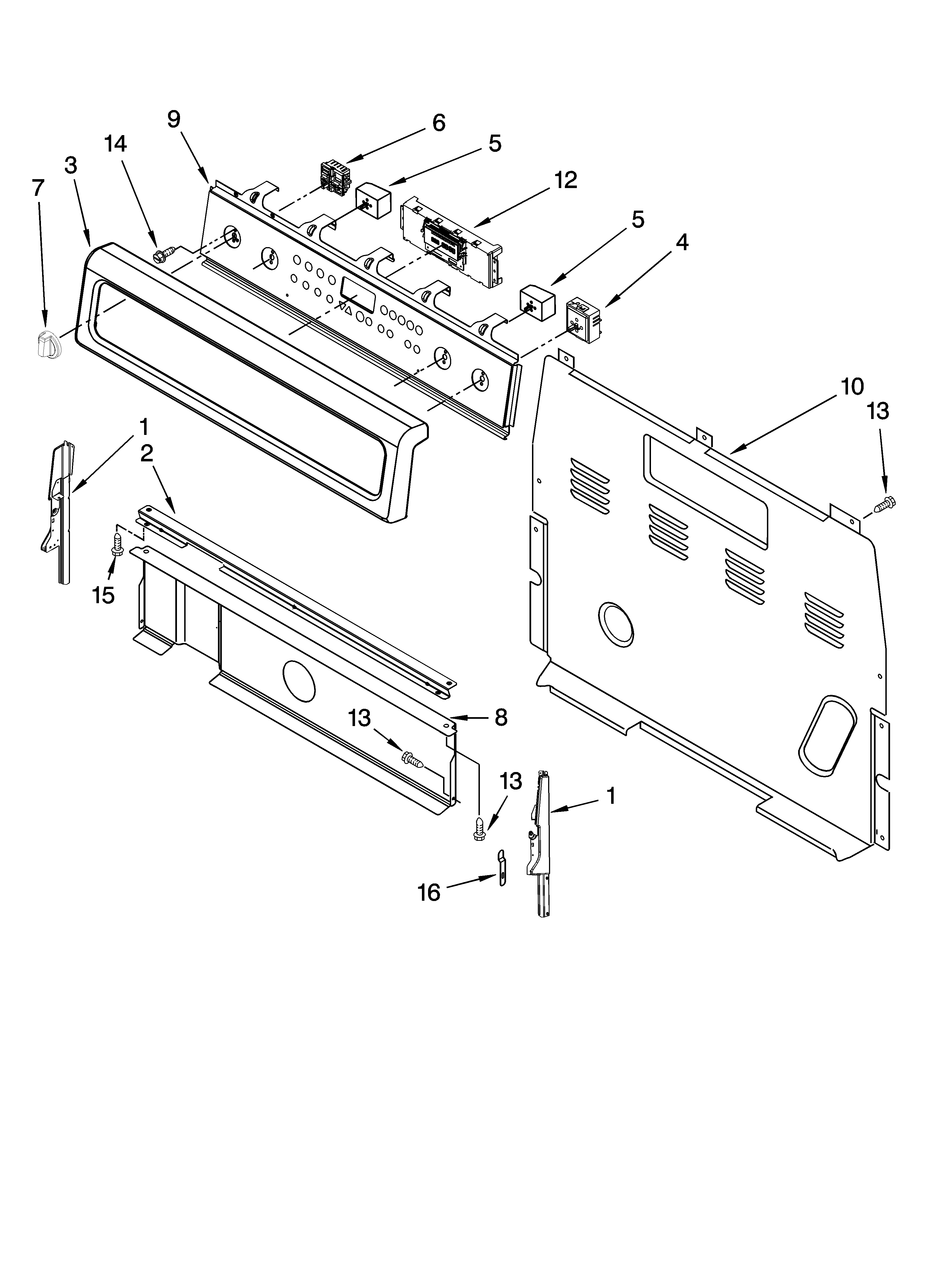 Whirlpool GFE471LVS0 control panel parts diagram