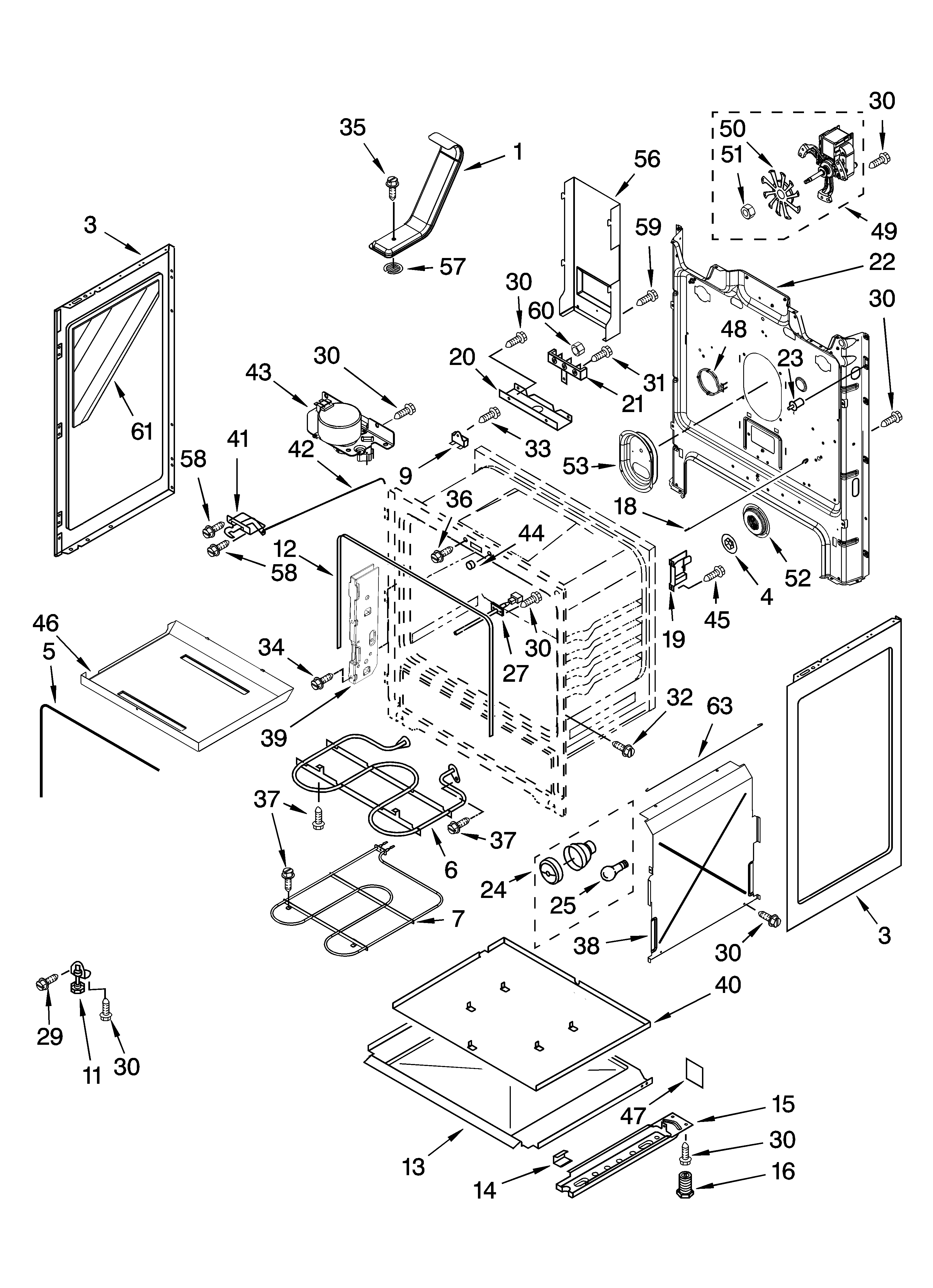 Whirlpool GFE471LVS0 chassis parts diagram