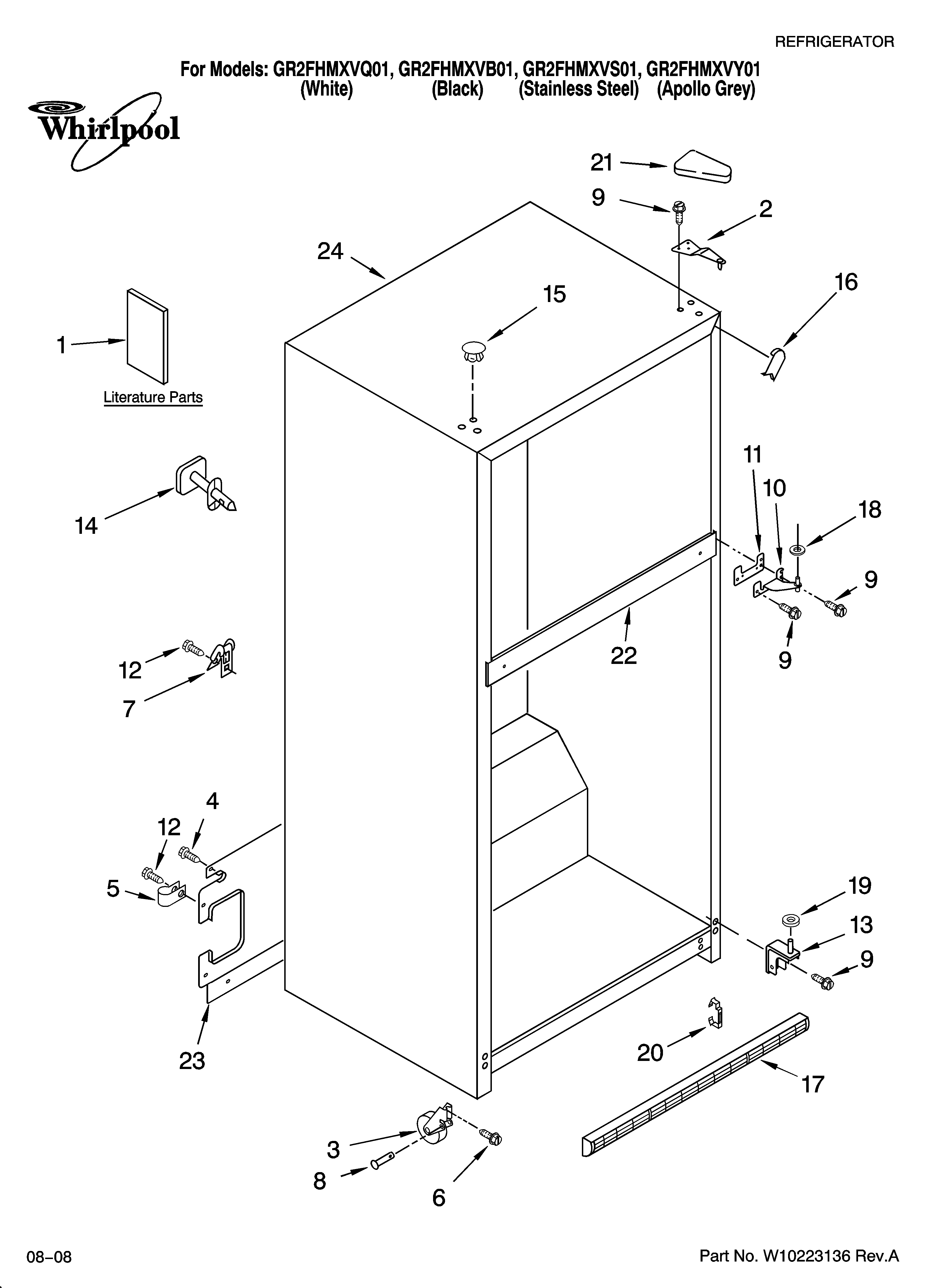 Whirlpool GR2FHMXVS01 cabinet parts diagram