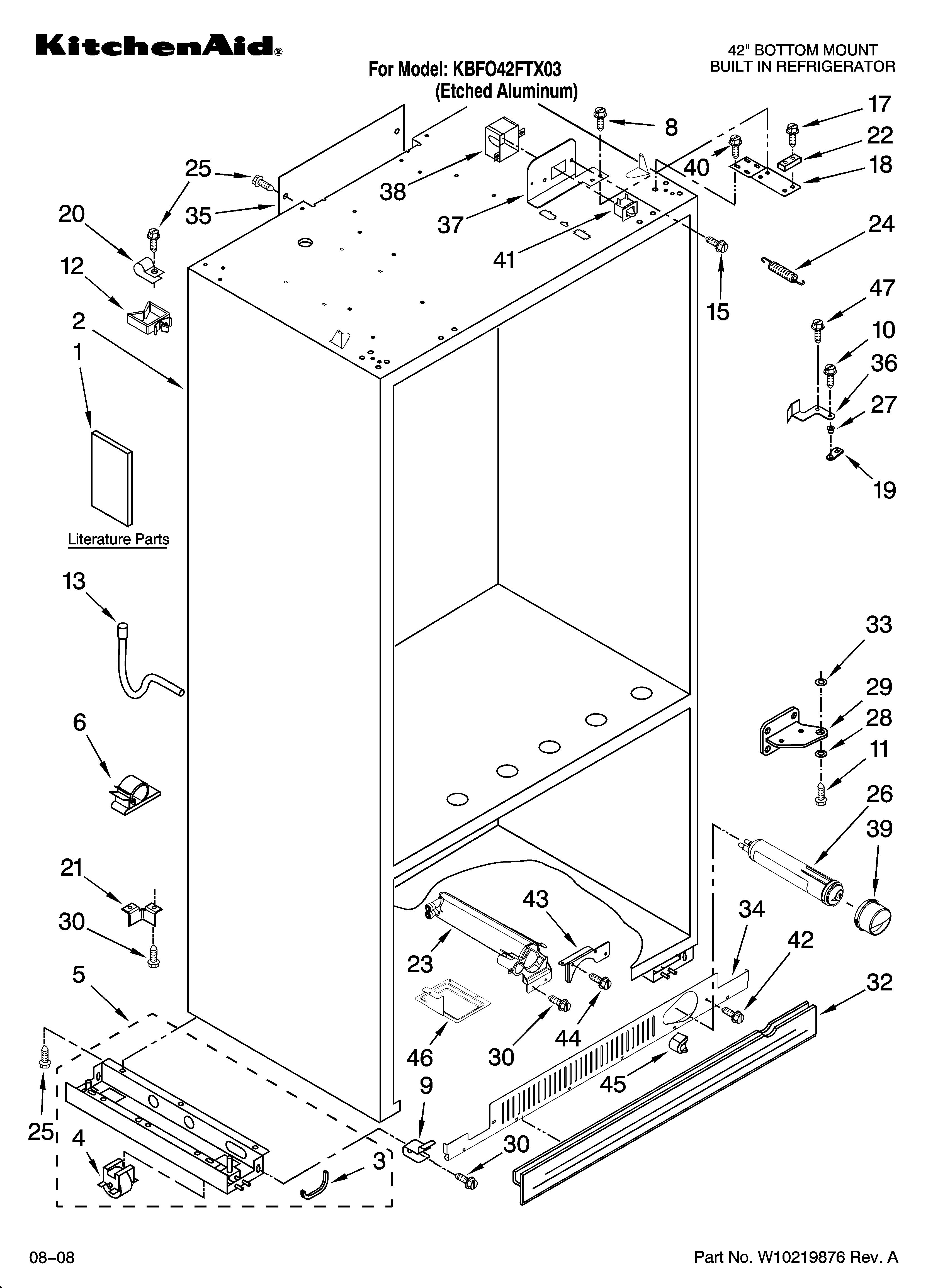 KitchenAid KBFO42FTX03 cabinet parts diagram