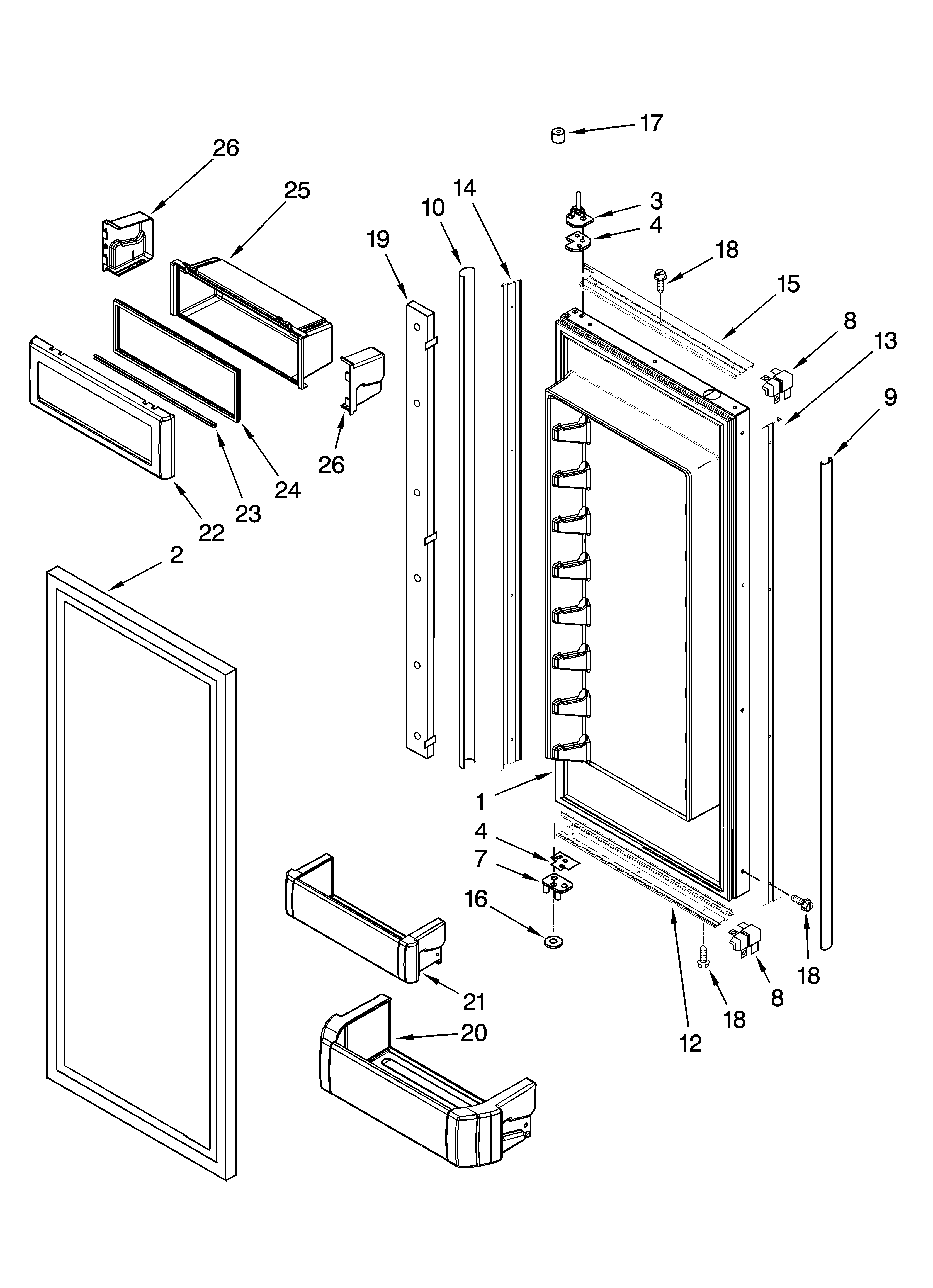 KitchenAid KBFO42FTX03 refrigerator door parts diagram