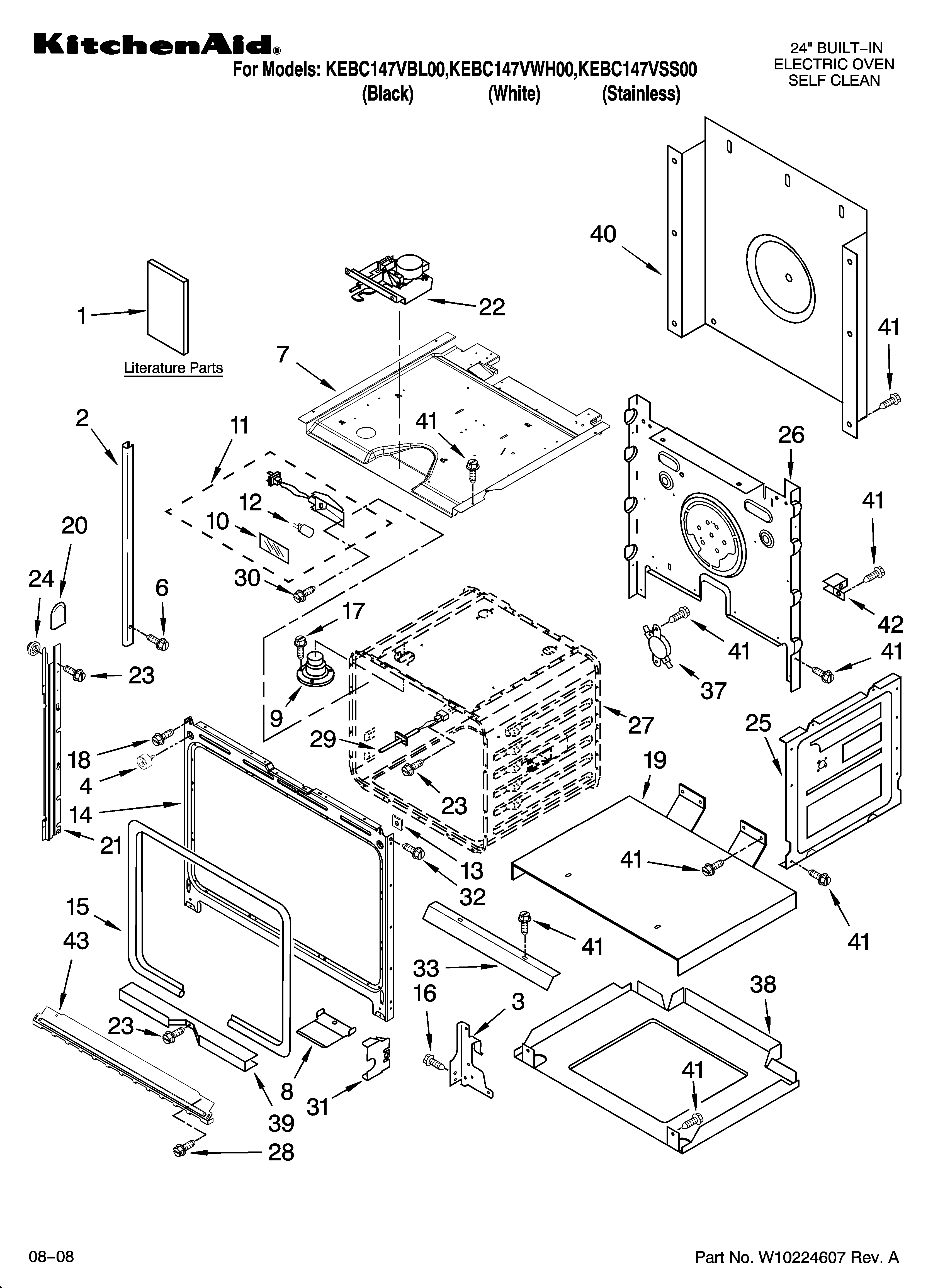 KitchenAid KEBC147VWH00 oven parts diagram