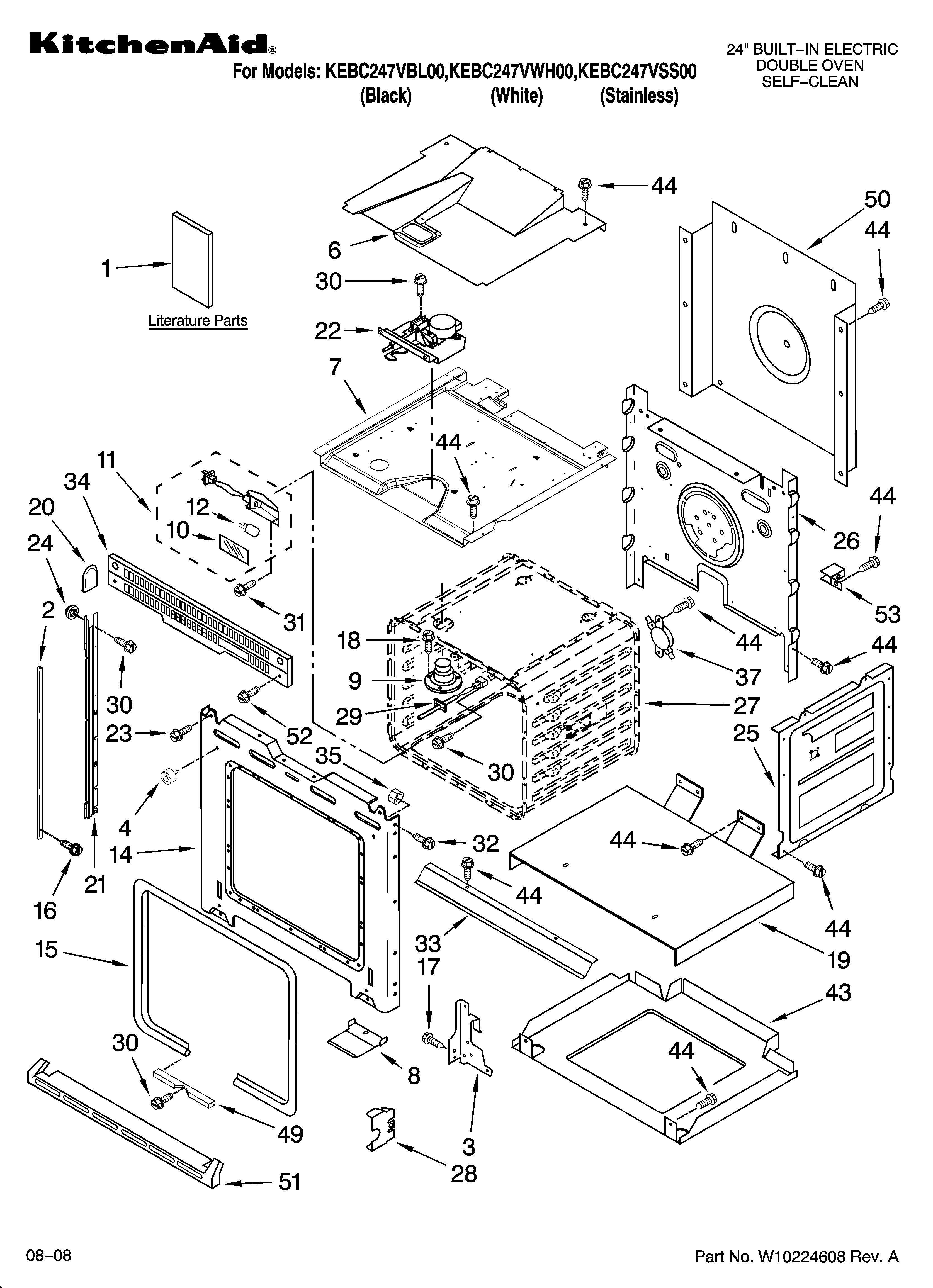 KitchenAid KEBC247VBL00 oven parts diagram