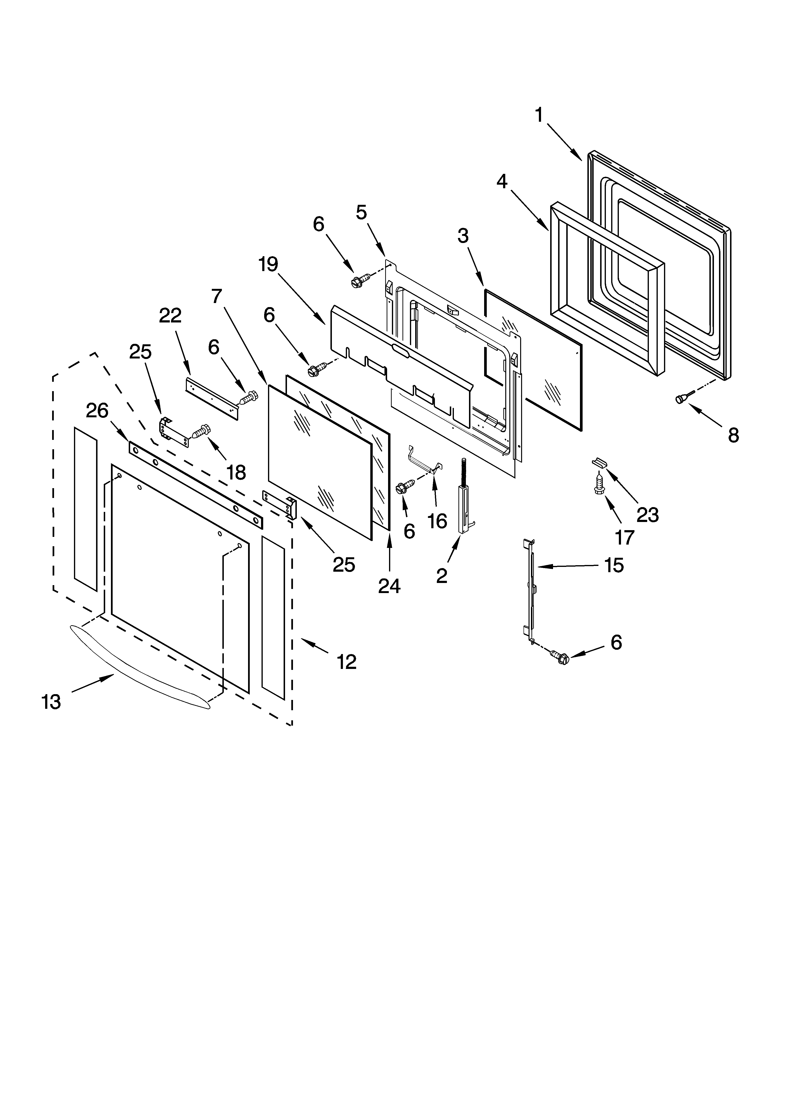 KitchenAid KEBC247VBL00 oven door parts diagram