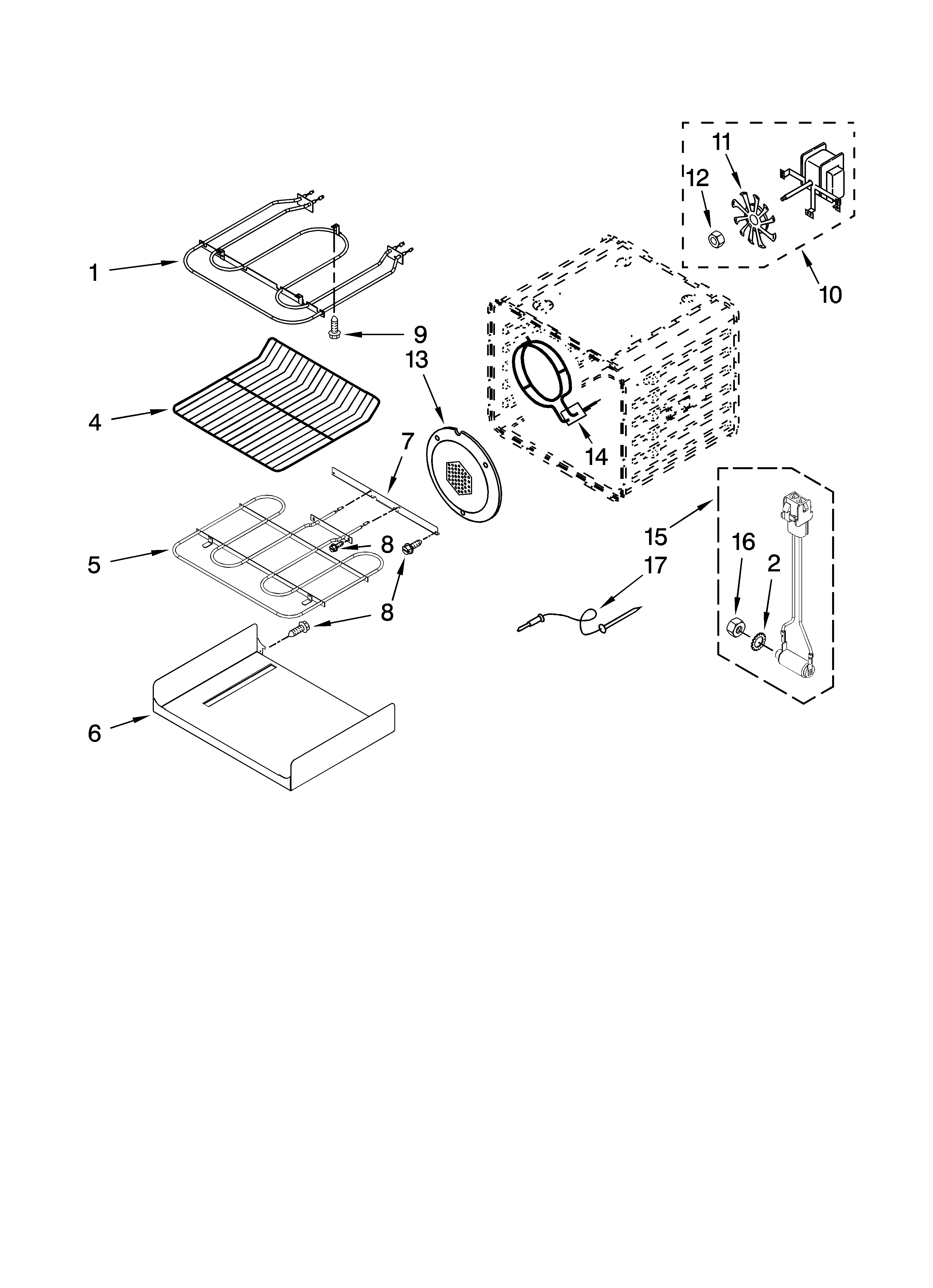 KitchenAid KEBC247VBL00 internal oven parts diagram