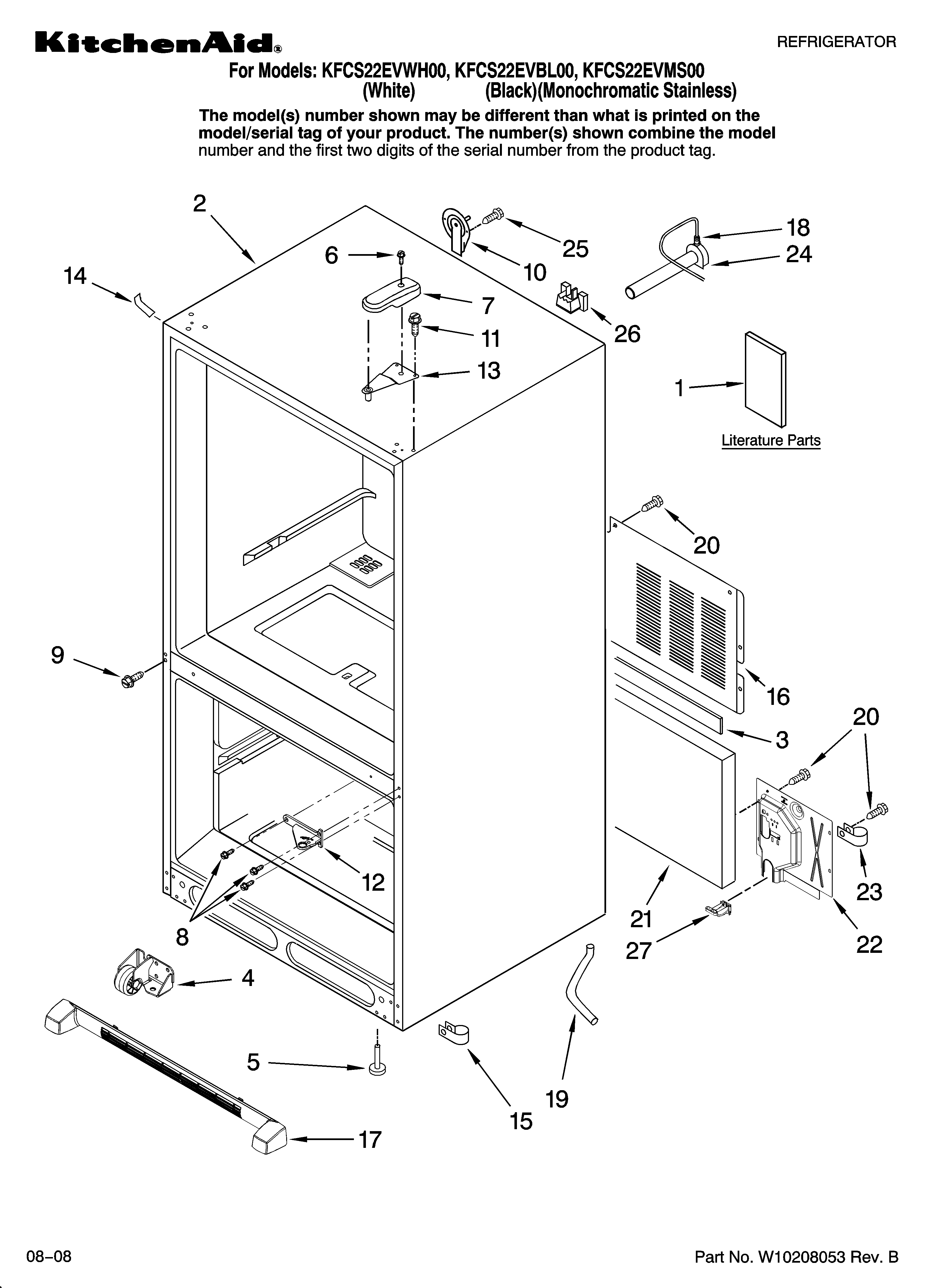 KitchenAid KFCS22EVMS00 cabinet parts diagram