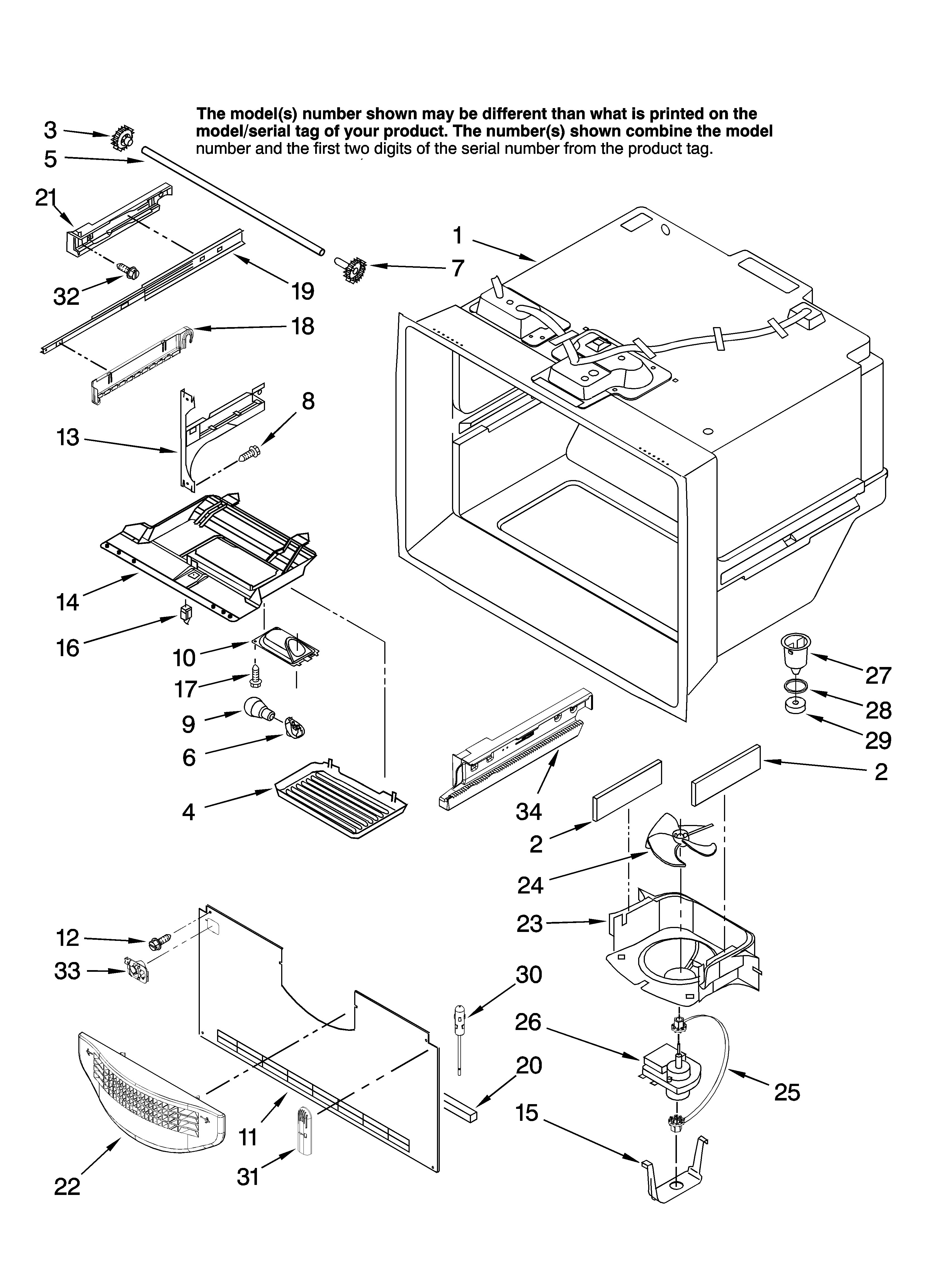 KitchenAid KFCS22EVMS00 freezer liner parts diagram