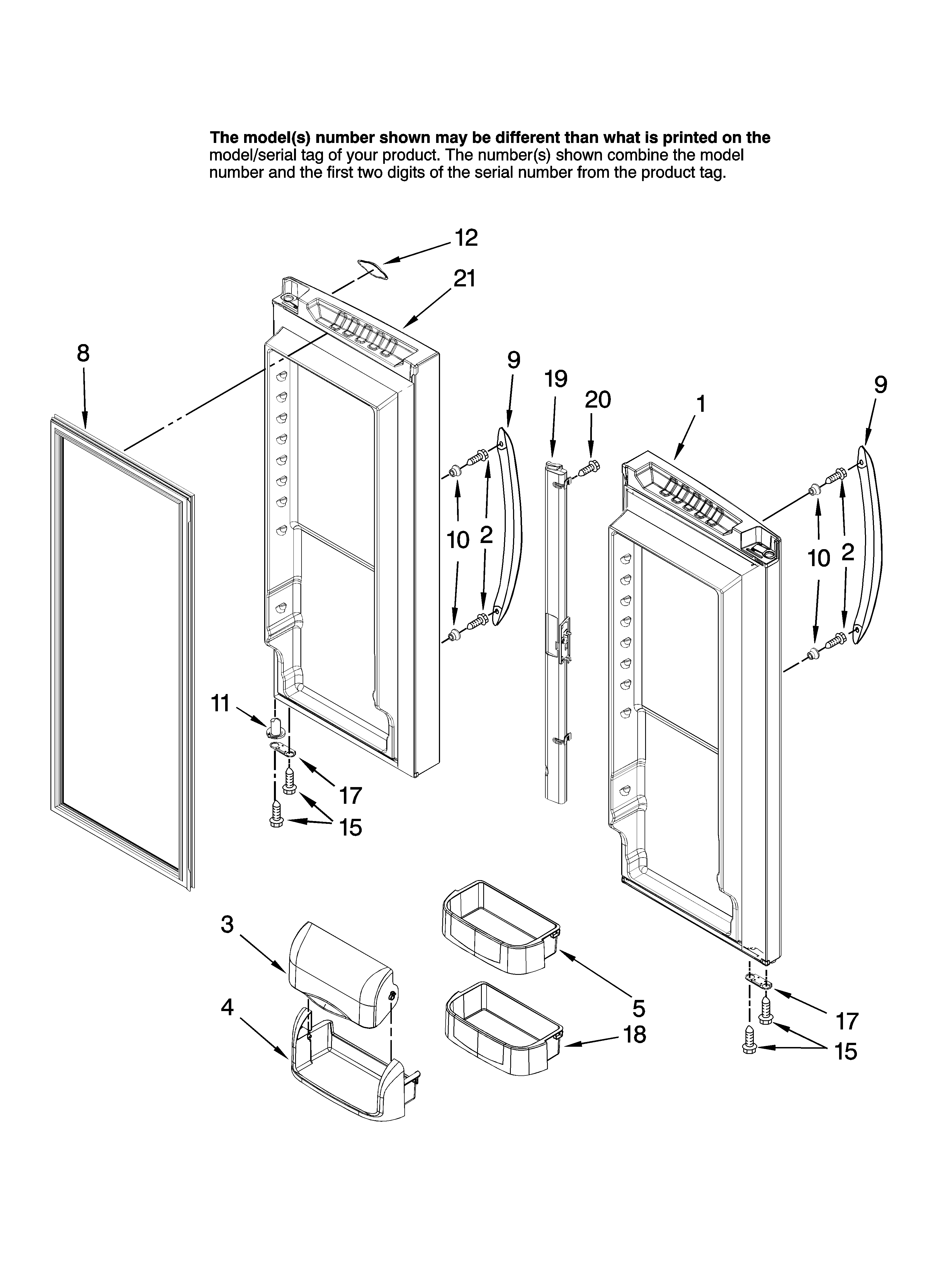 KitchenAid KFCS22EVMS00 refrigerator door parts diagram