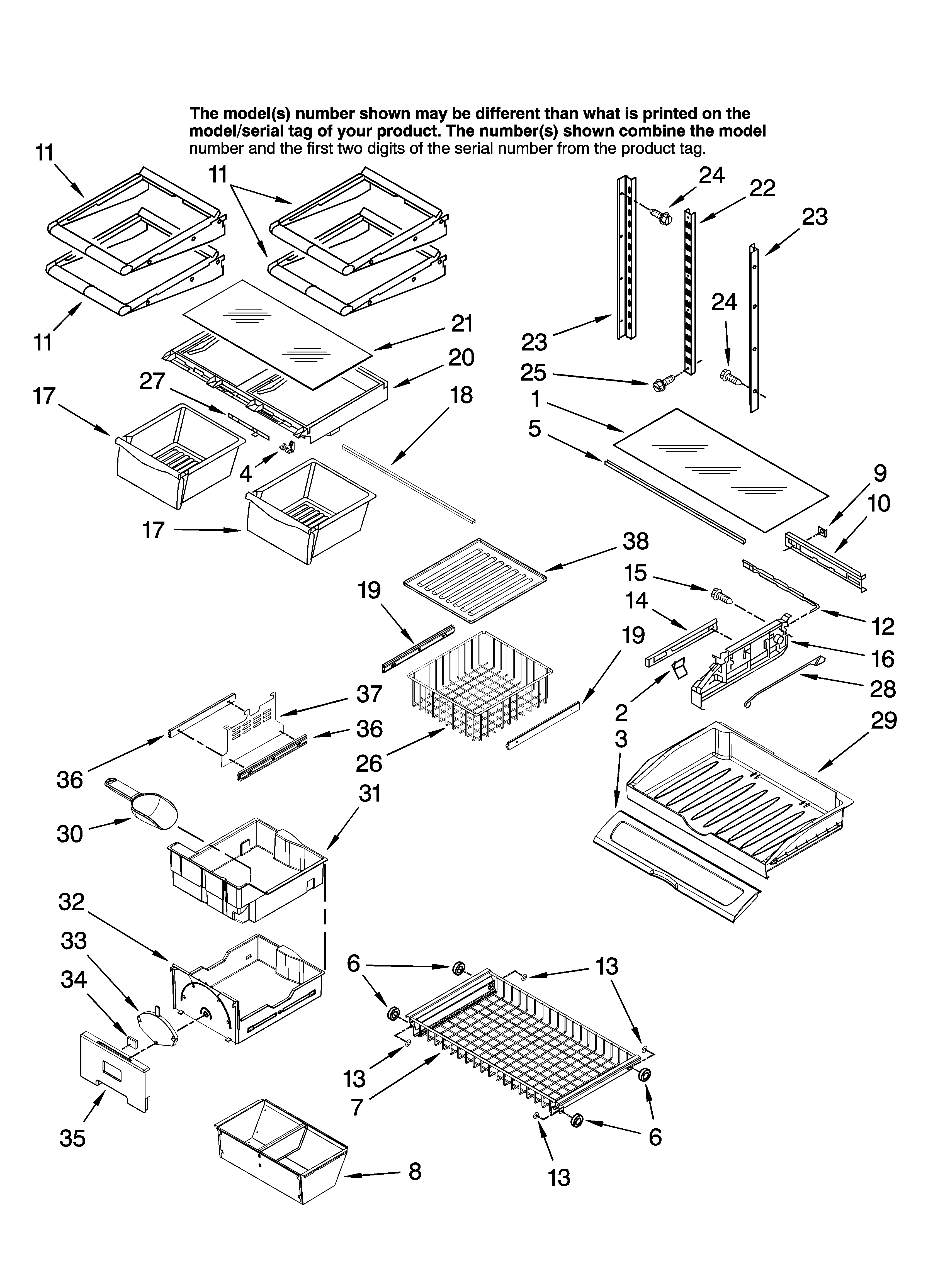 KitchenAid KFCS22EVMS00 shelf parts diagram