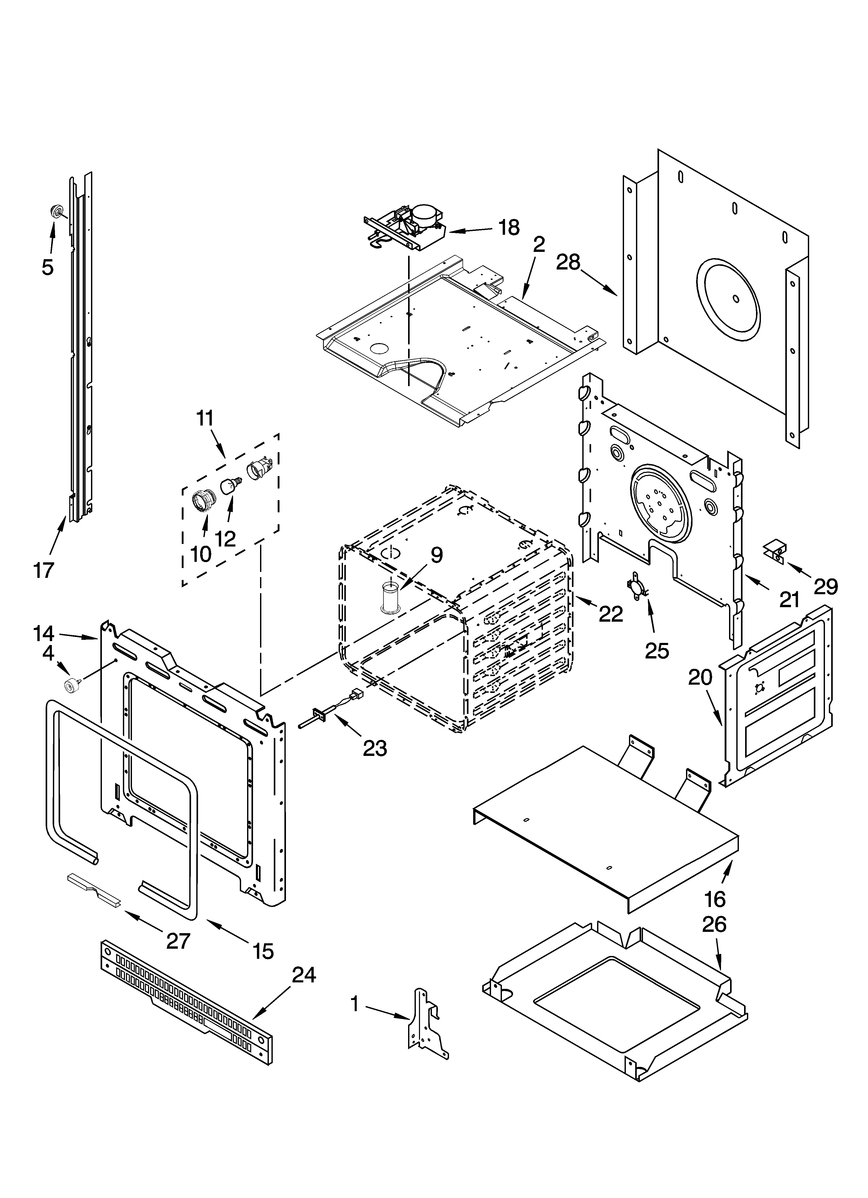 Whirlpool RBD307PVS00 upper oven parts diagram