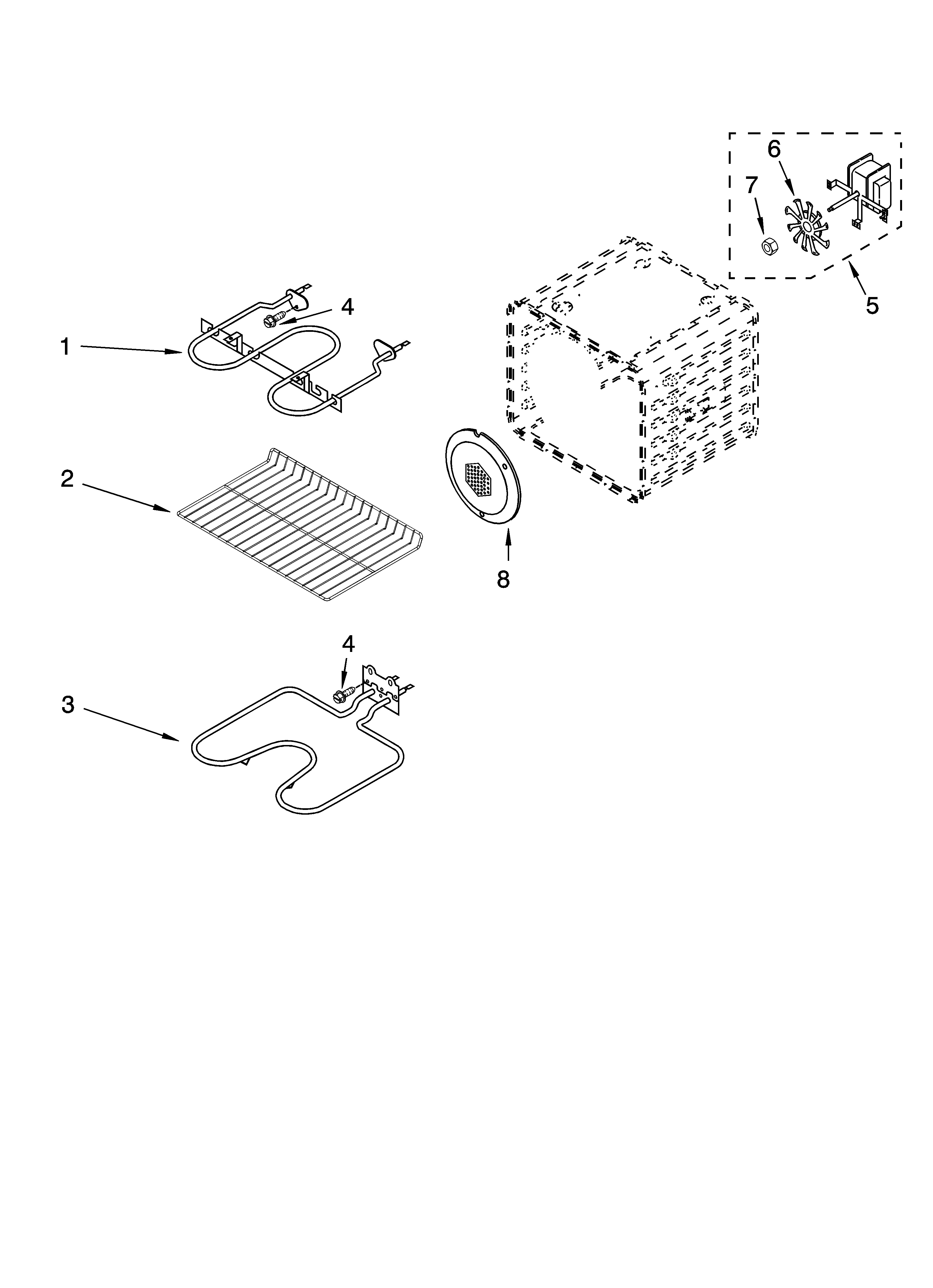 Whirlpool RBD307PVS00 internal oven parts diagram