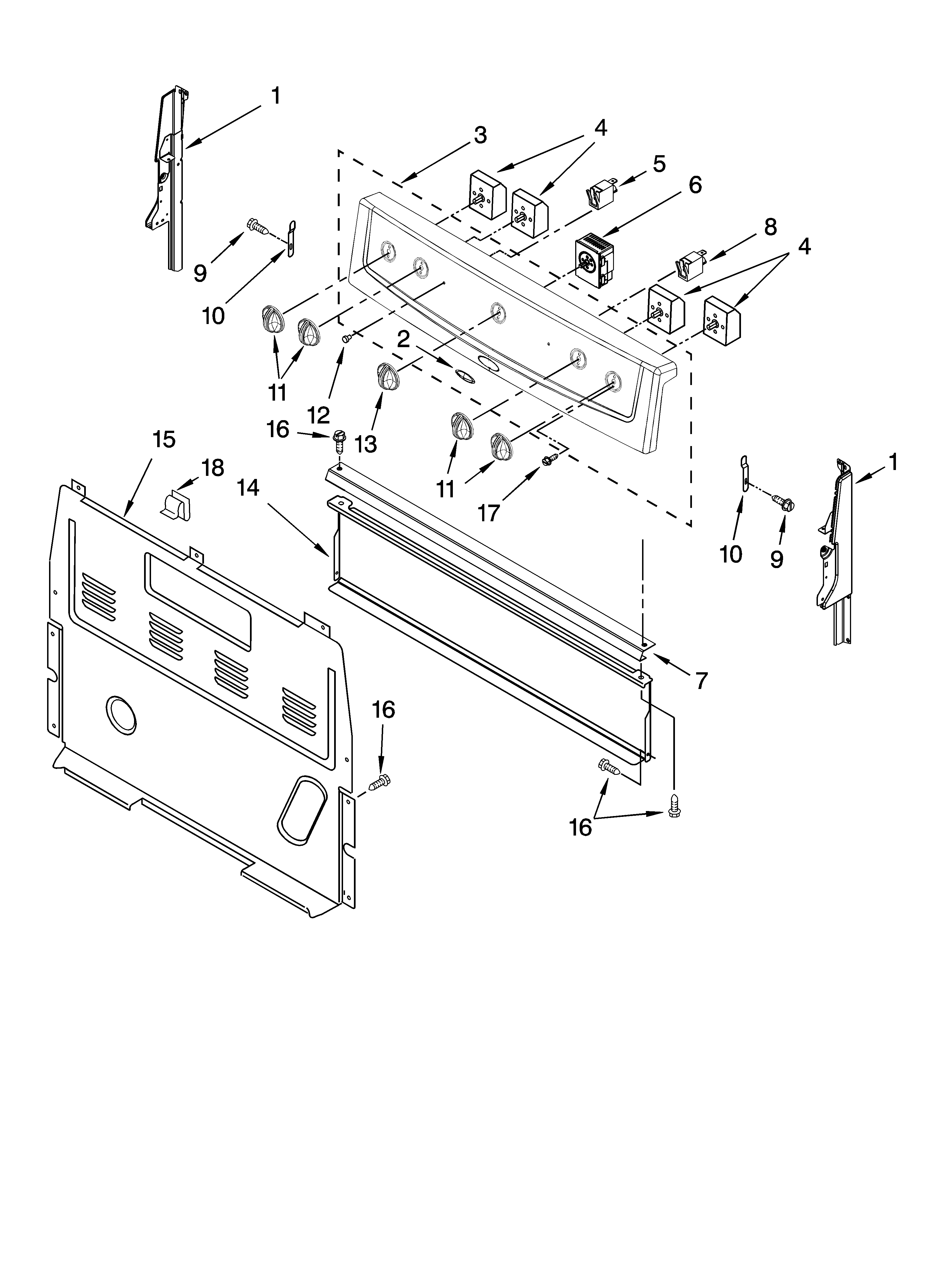 Whirlpool RVE30100 control panel parts diagram