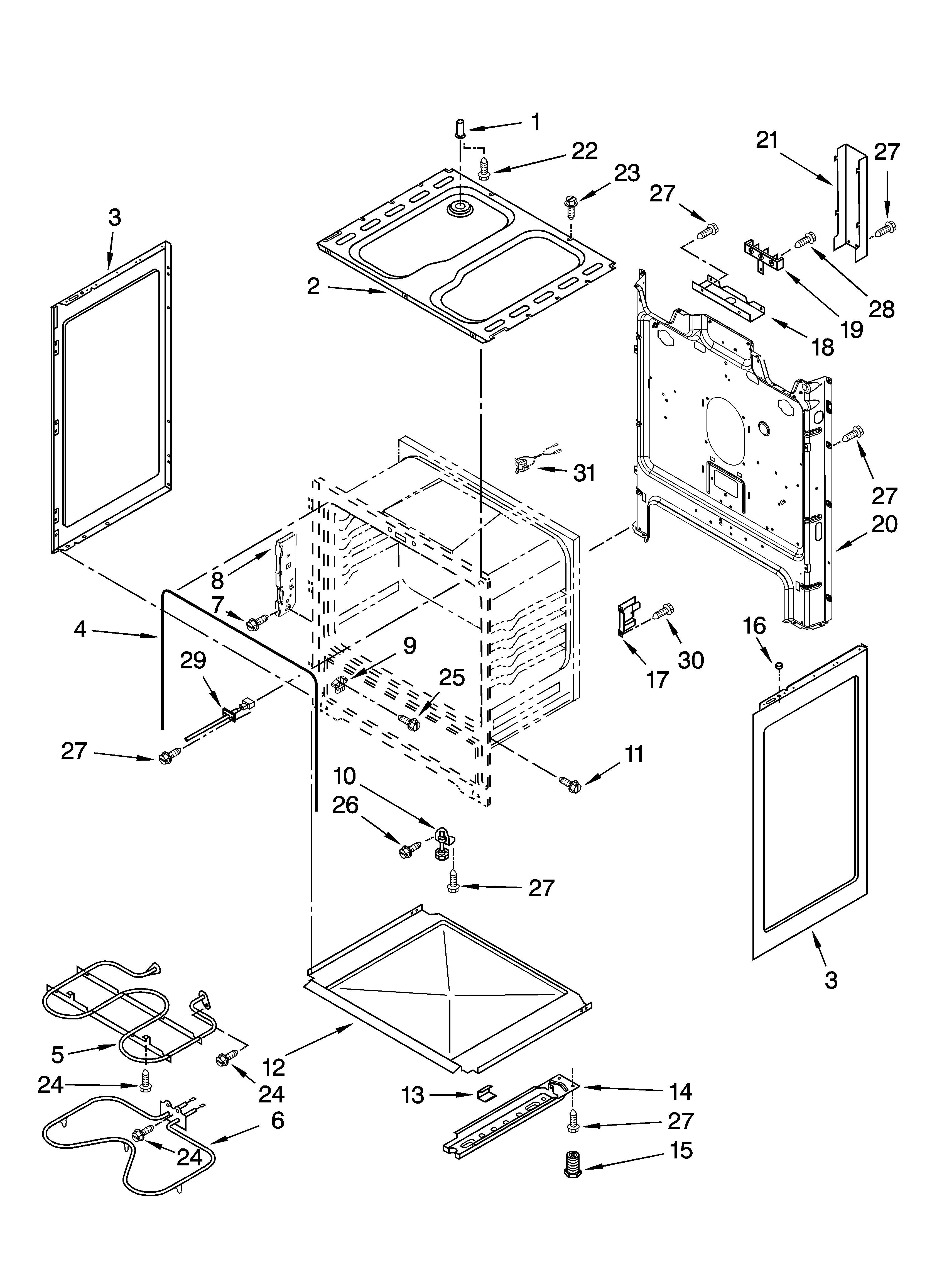 Whirlpool RVE30100 chassis parts diagram