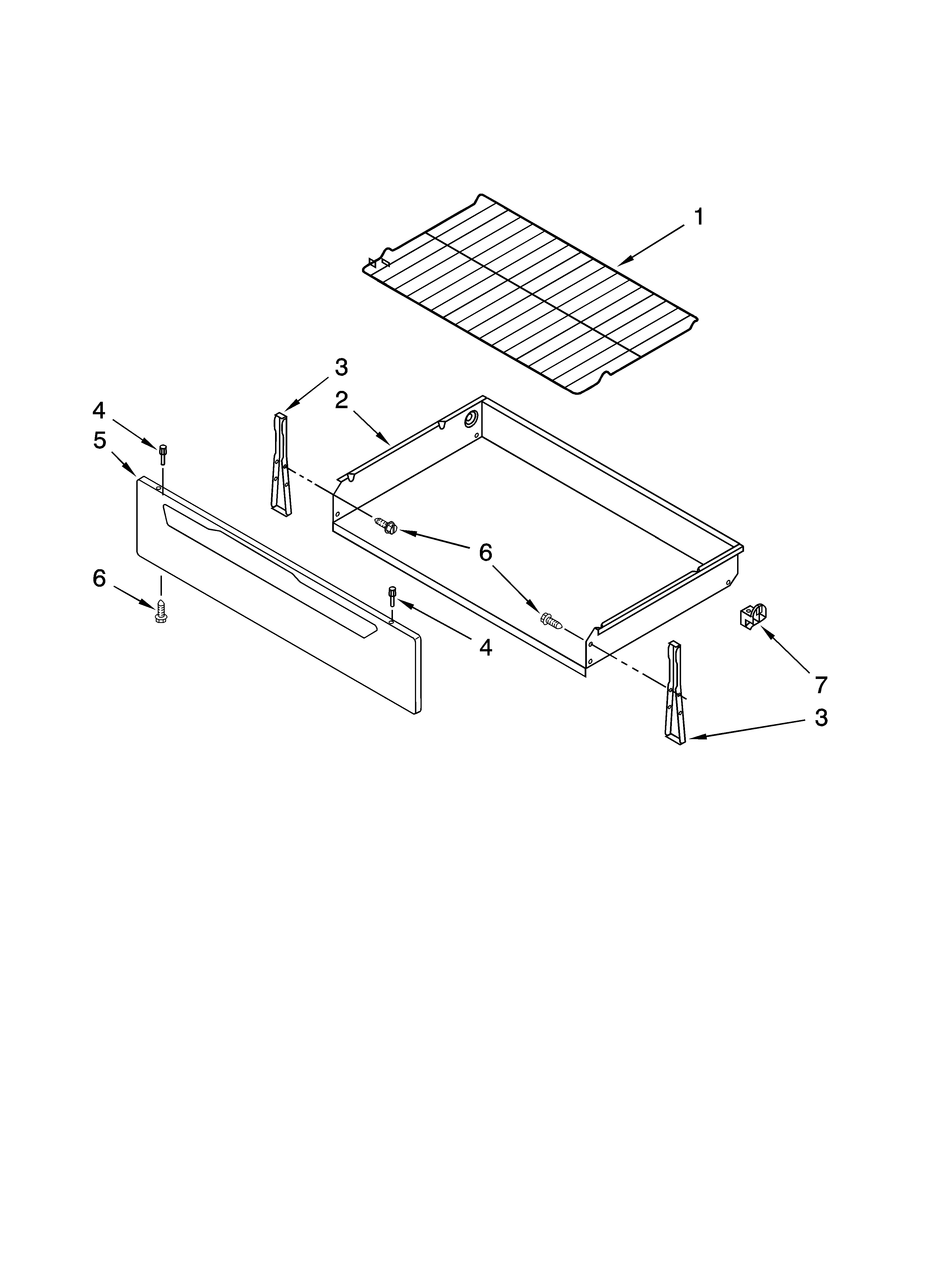 Estate TES355VB0 drawer & broiler parts diagram