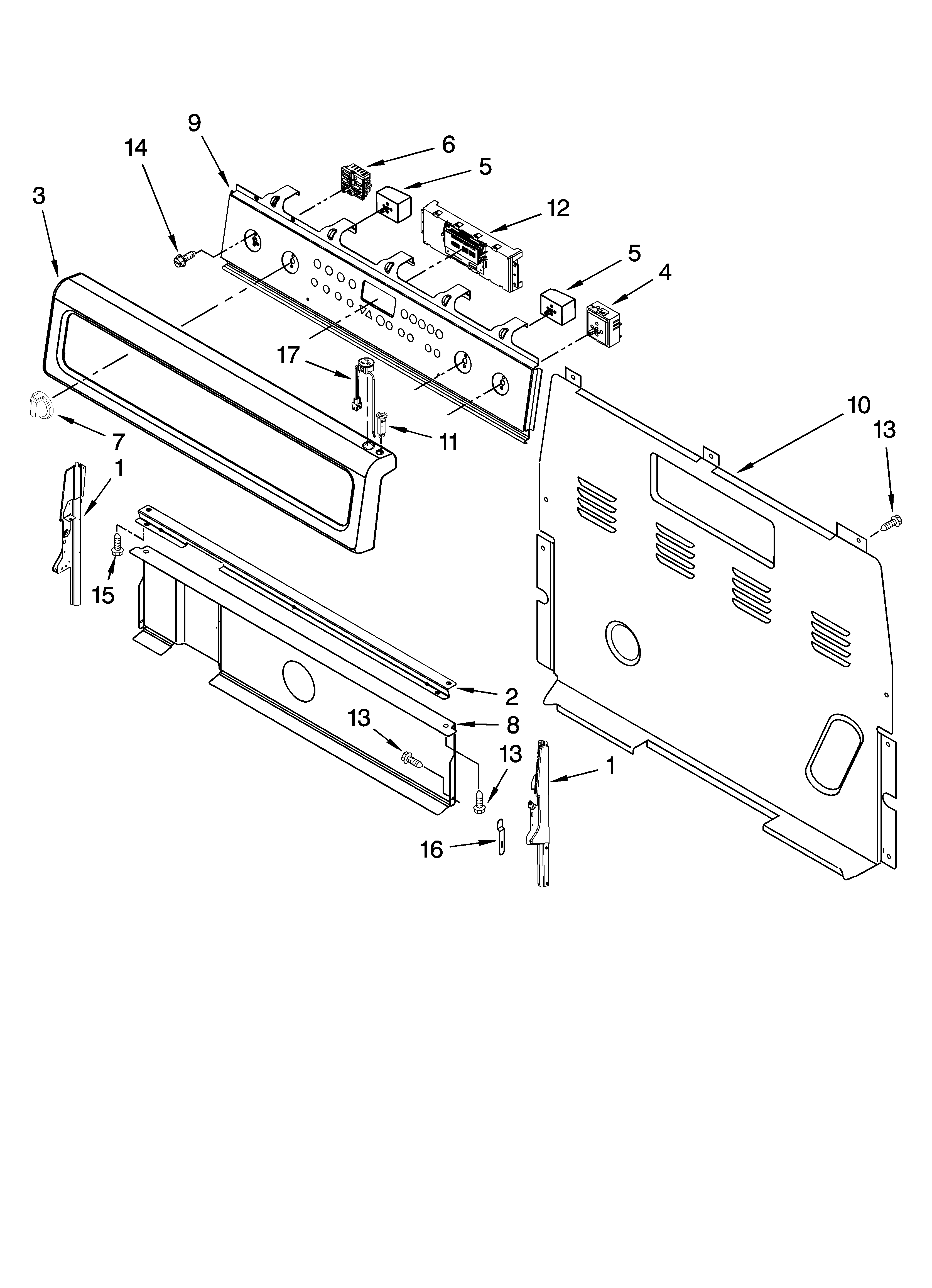 Whirlpool YGFE471LVS0 control panel parts diagram