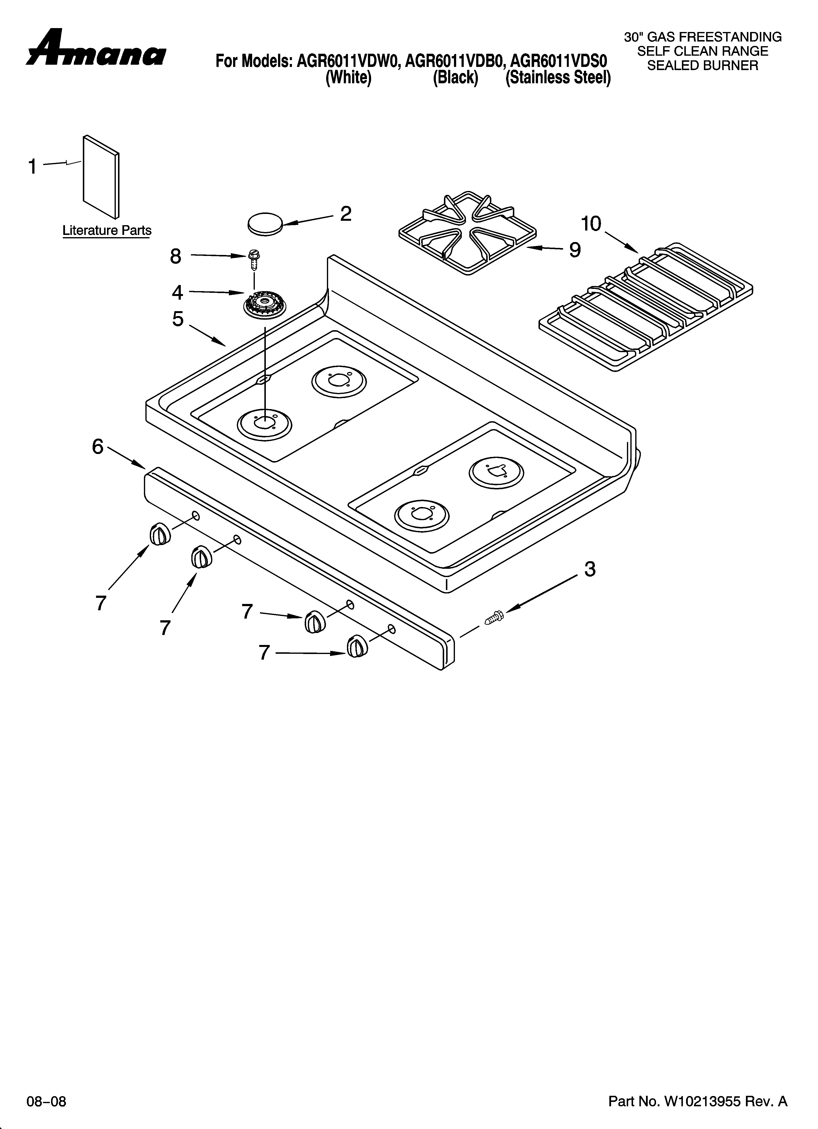 Amana AGR6011VDS0 cooktop parts diagram