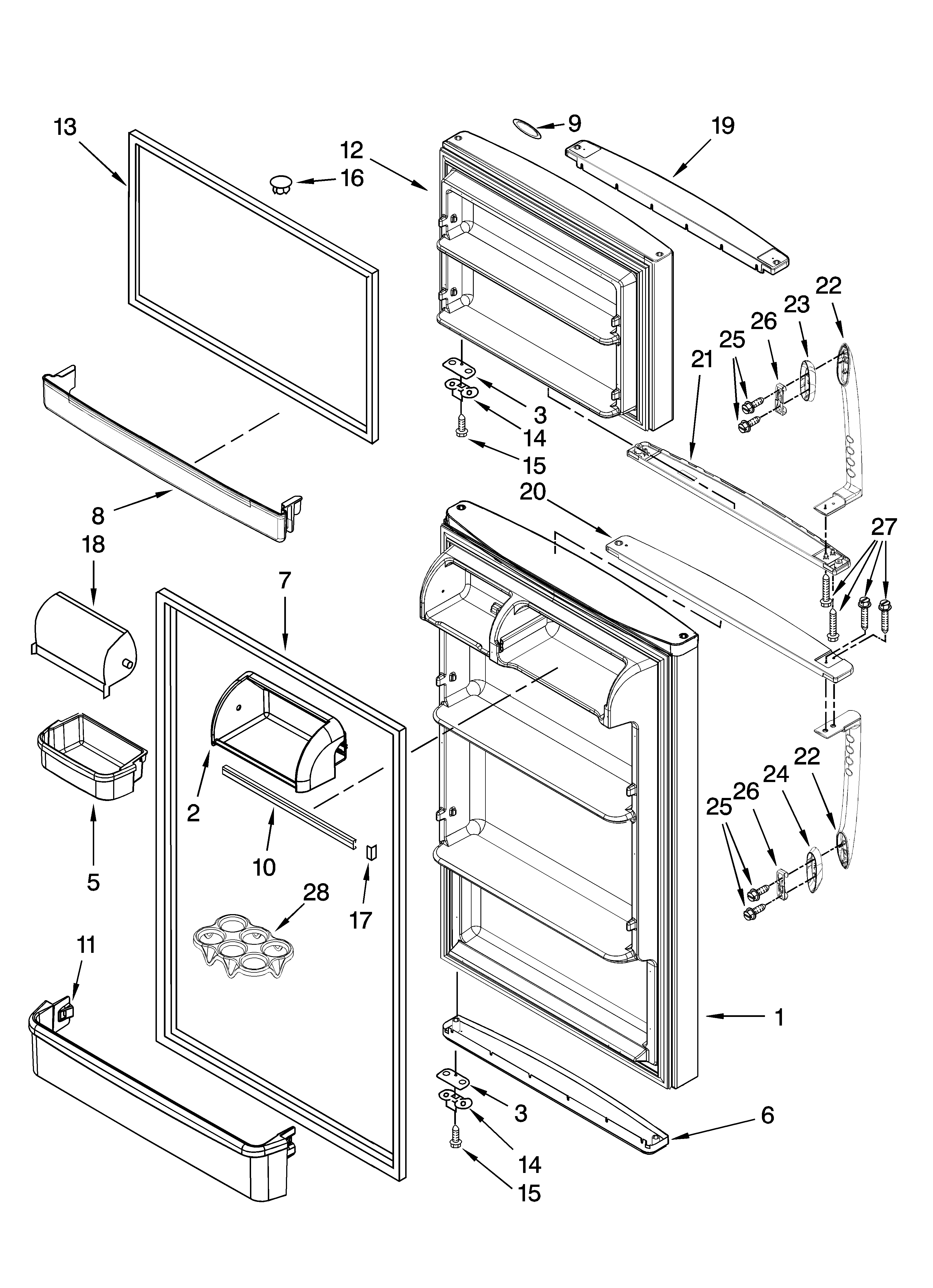 Maytag EMT8002S00 door parts diagram