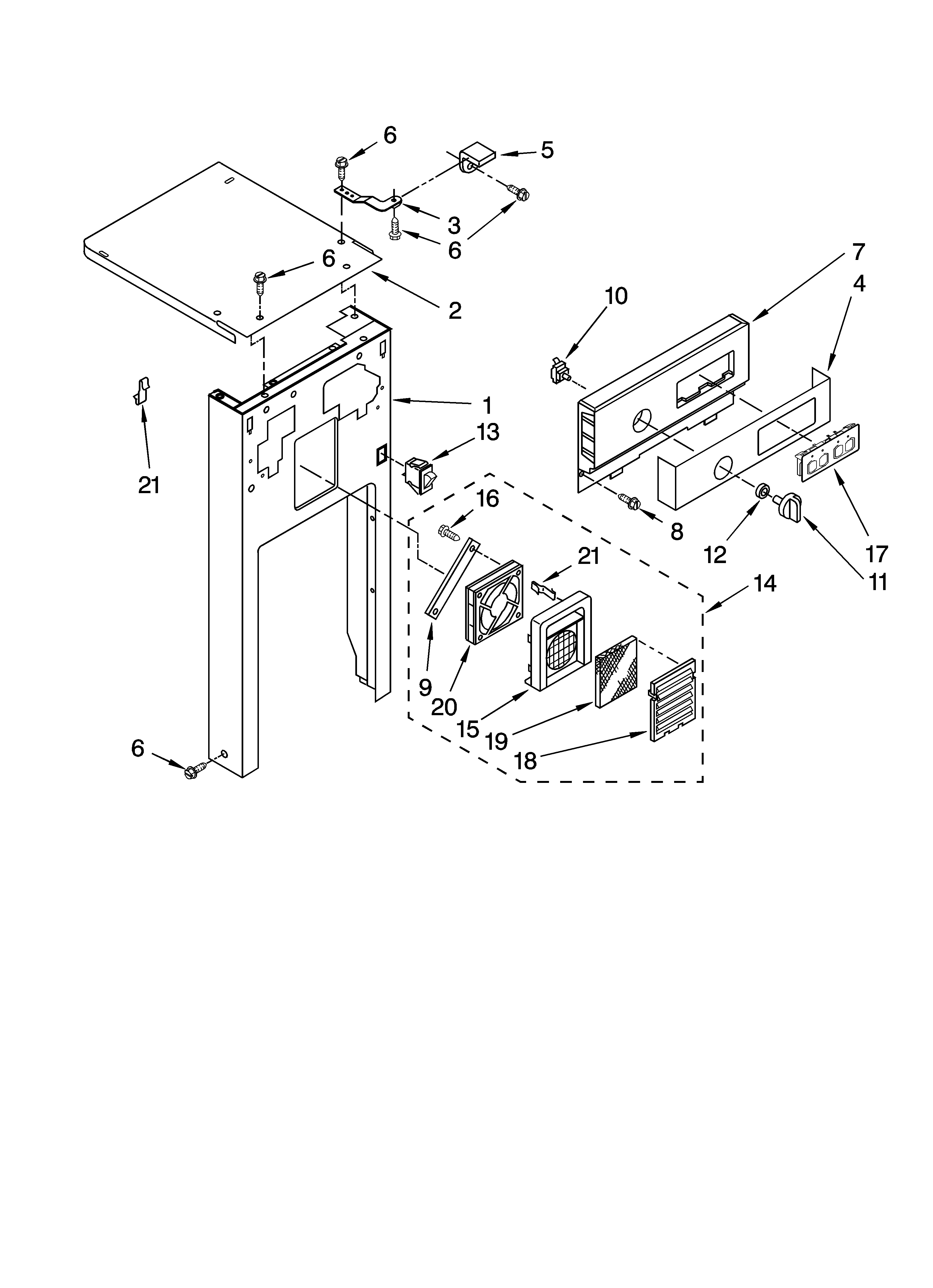 Maytag MTUC7000AWS0 panel and control parts diagram