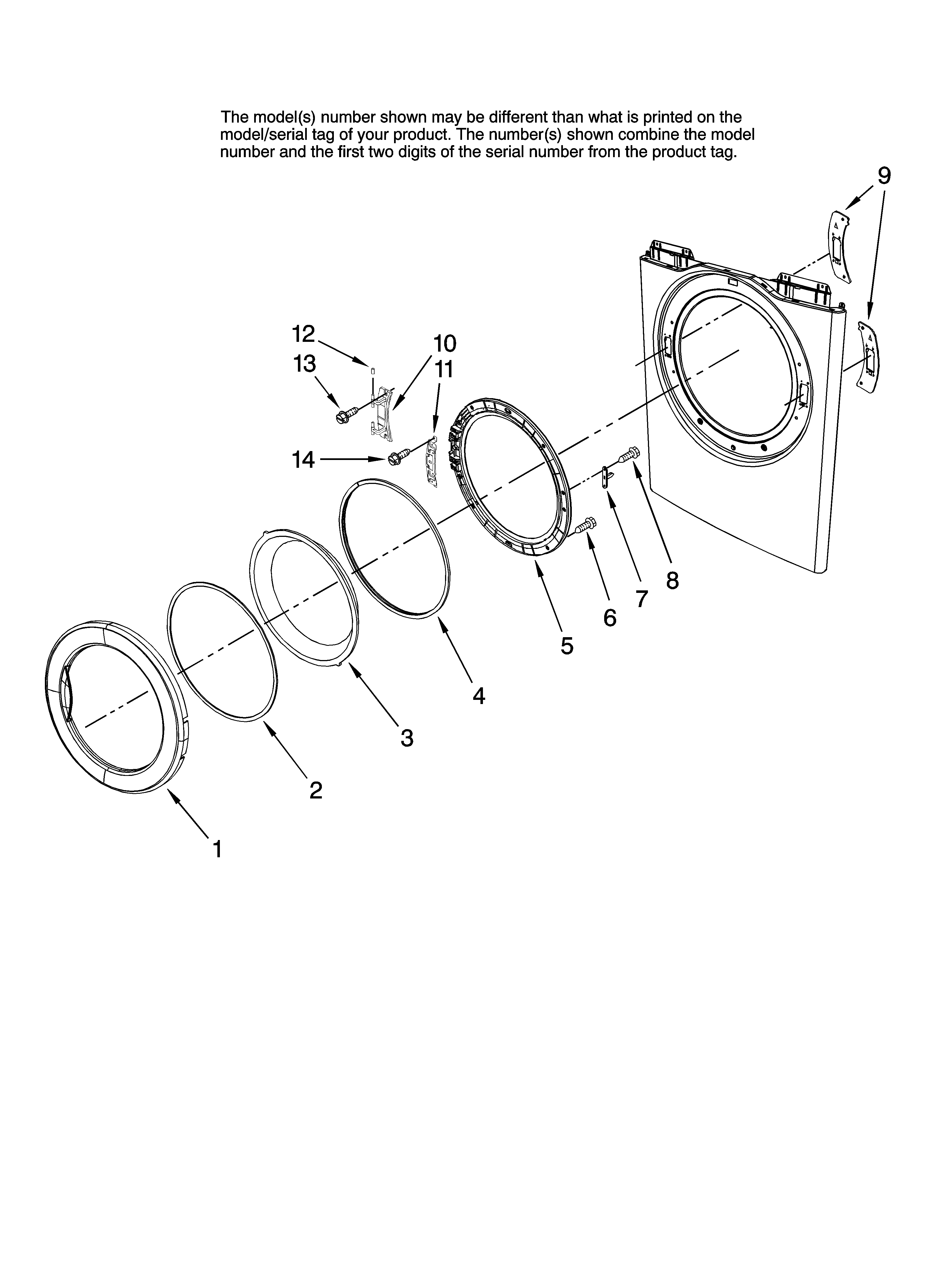 Inglis IGD7200TW10 door parts, optional parts (not included) diagram