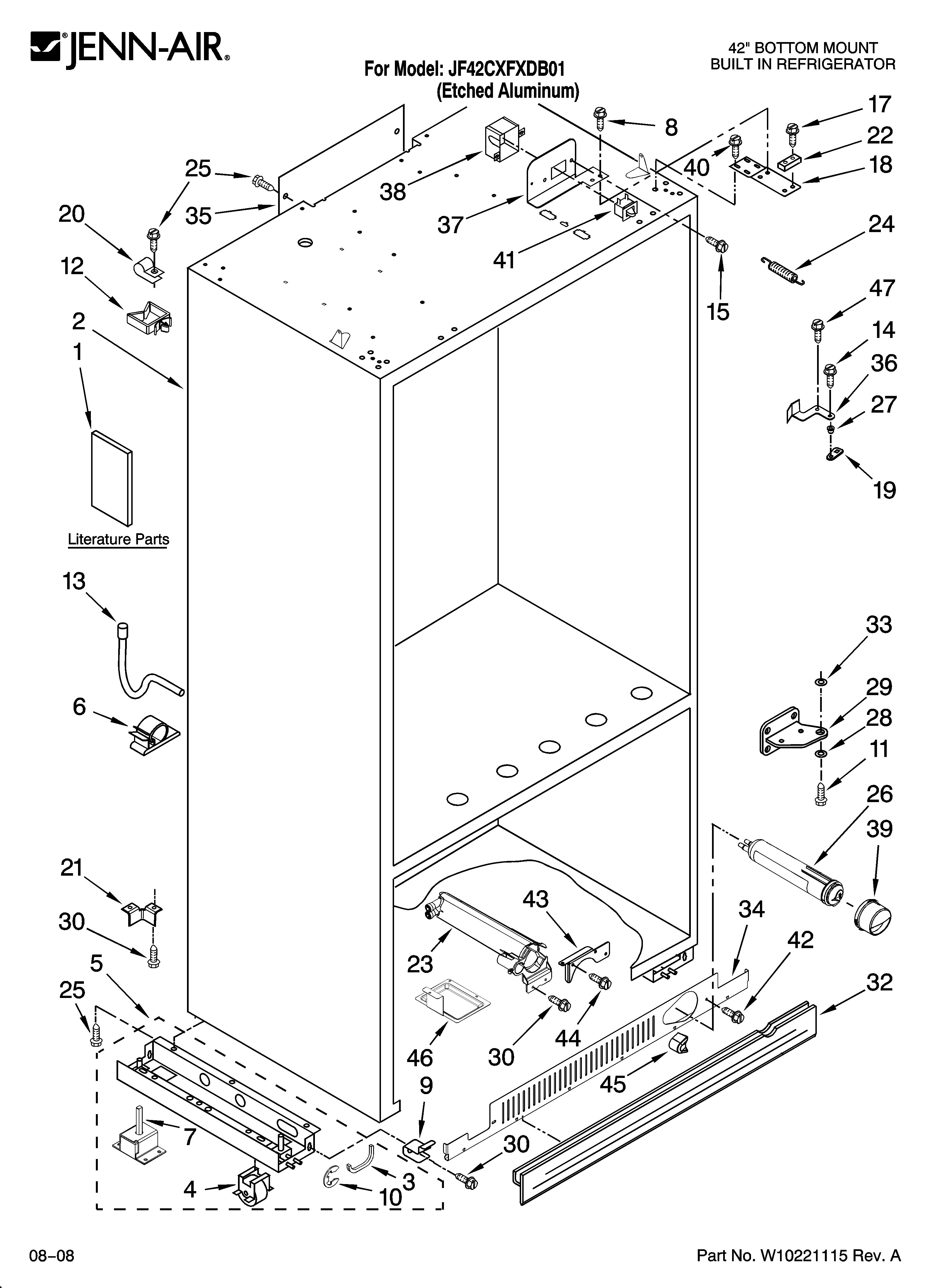 Jenn-Air JF42CXFXDB01 cabinet parts diagram